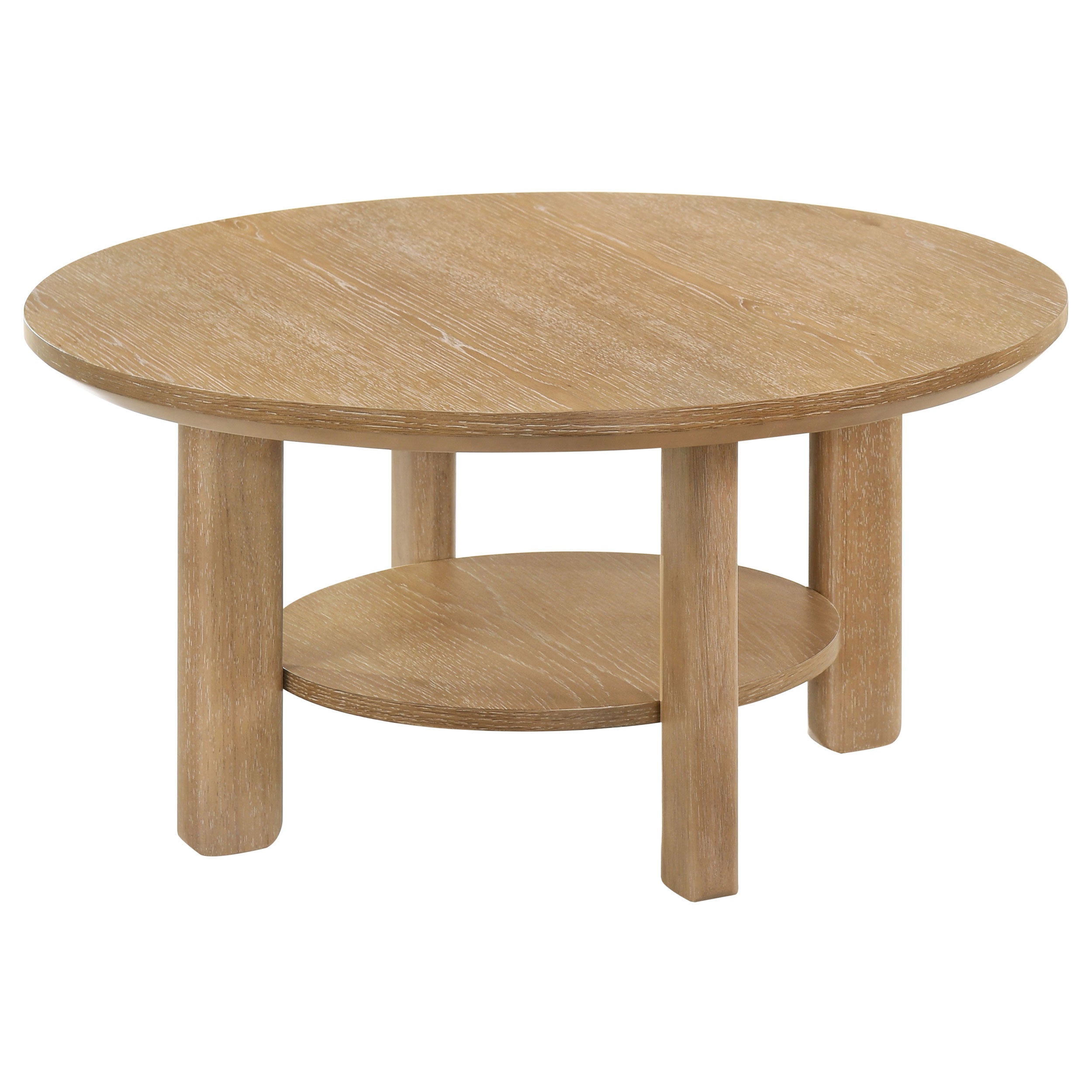 Ottowa 36-inch Round Wood Cocktail Coffee Table Light Oak — view 4