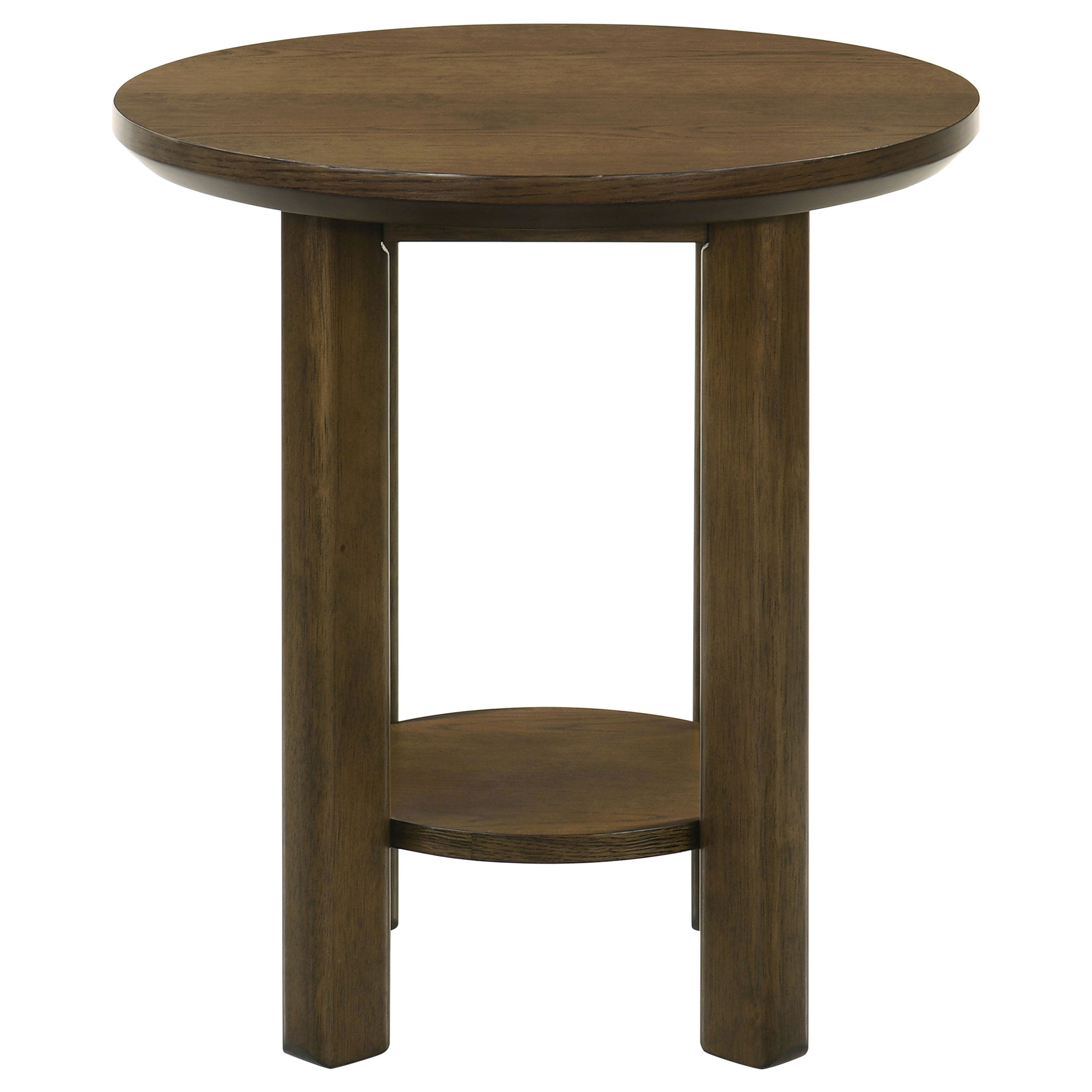 Ottowa 22-Inch Round Wood Side End Table with Shelf Brown — view 3