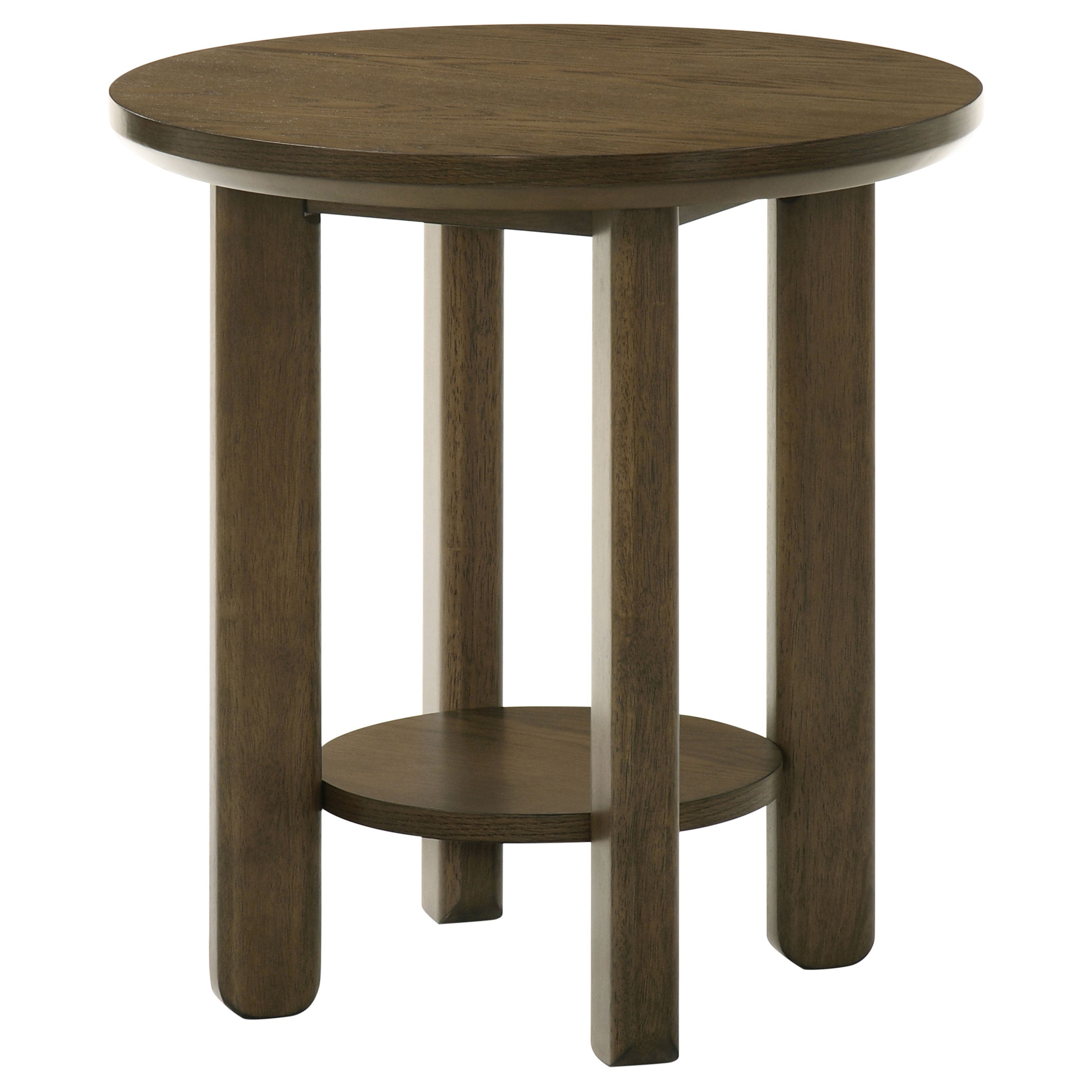 Ottowa 22-Inch Round Wood Side End Table with Shelf Brown — view 4