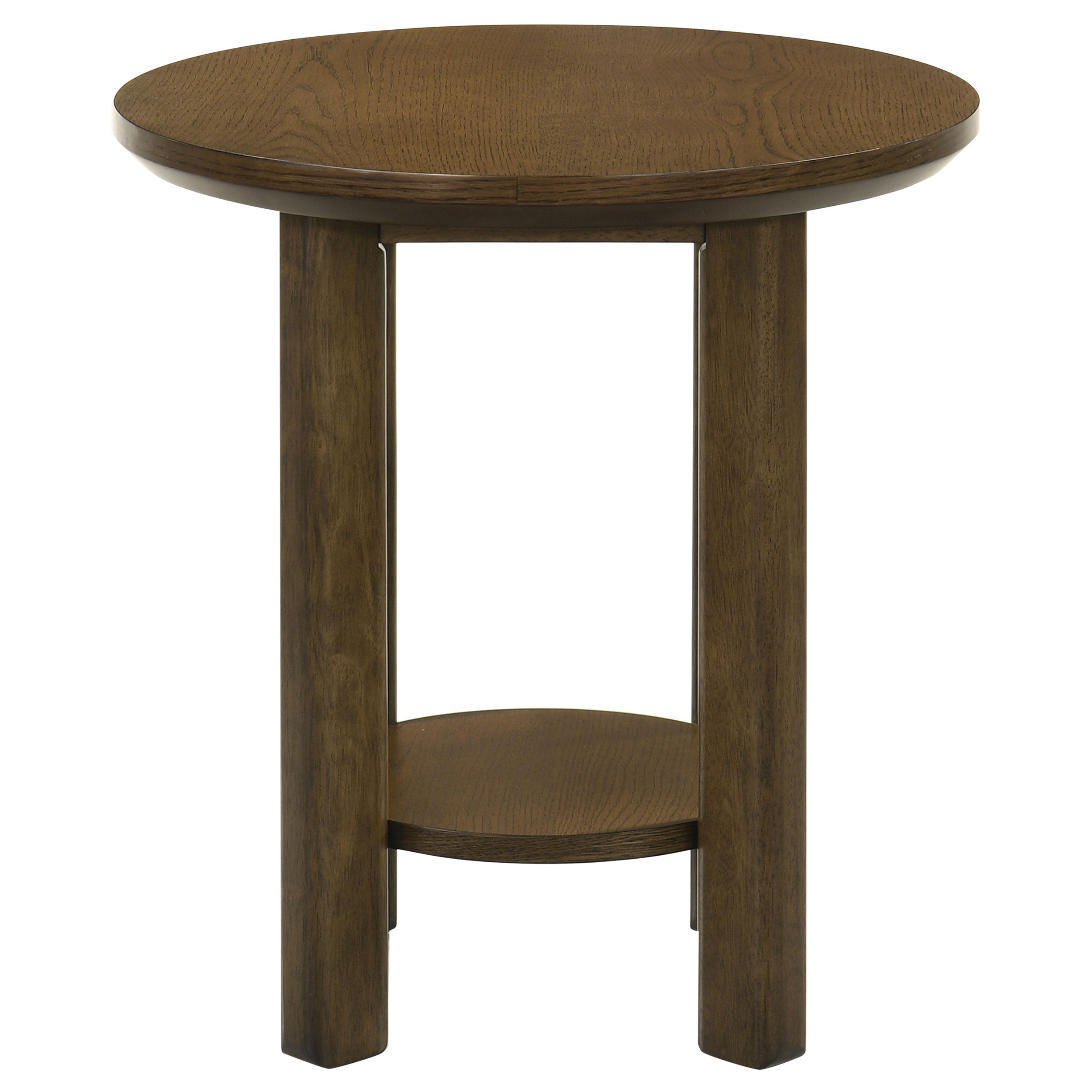 Ottowa 22-Inch Round Wood Side End Table with Shelf Brown — view 5