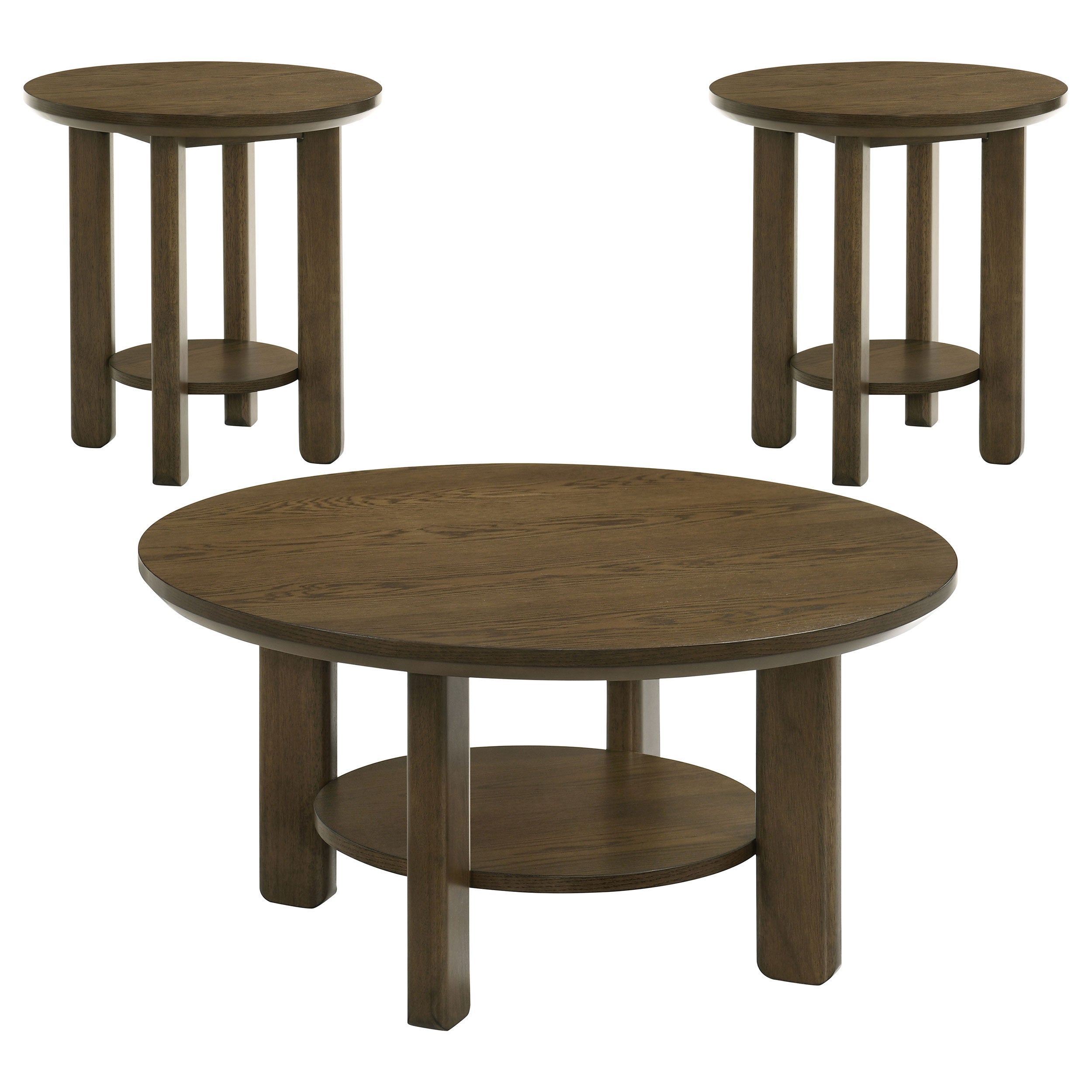 Ottowa 3-piece Round Wood Coffee Table Set Brown — view 2