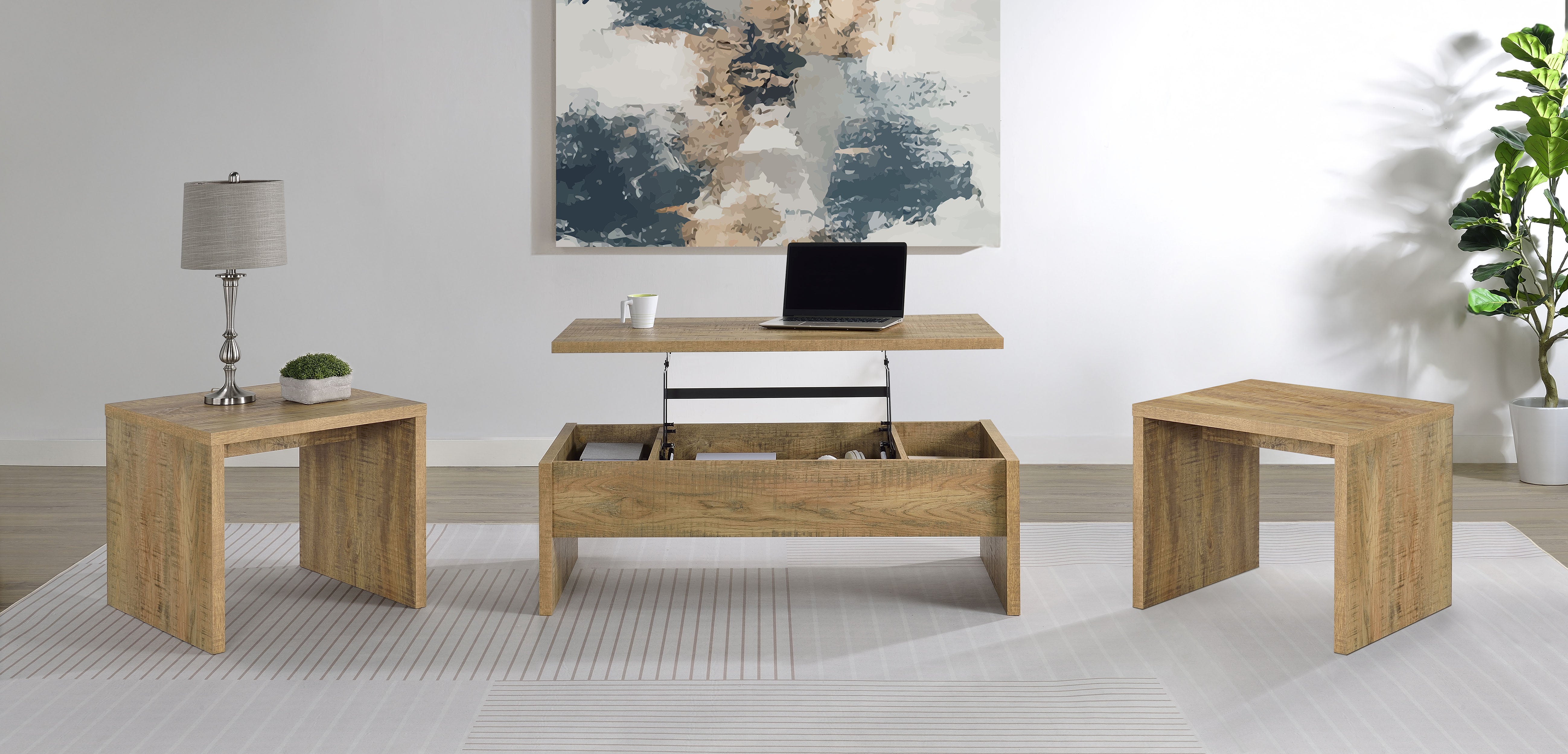 Canoga 3-piece Lift Top Cocktail Coffee Table Set Mango — view 1