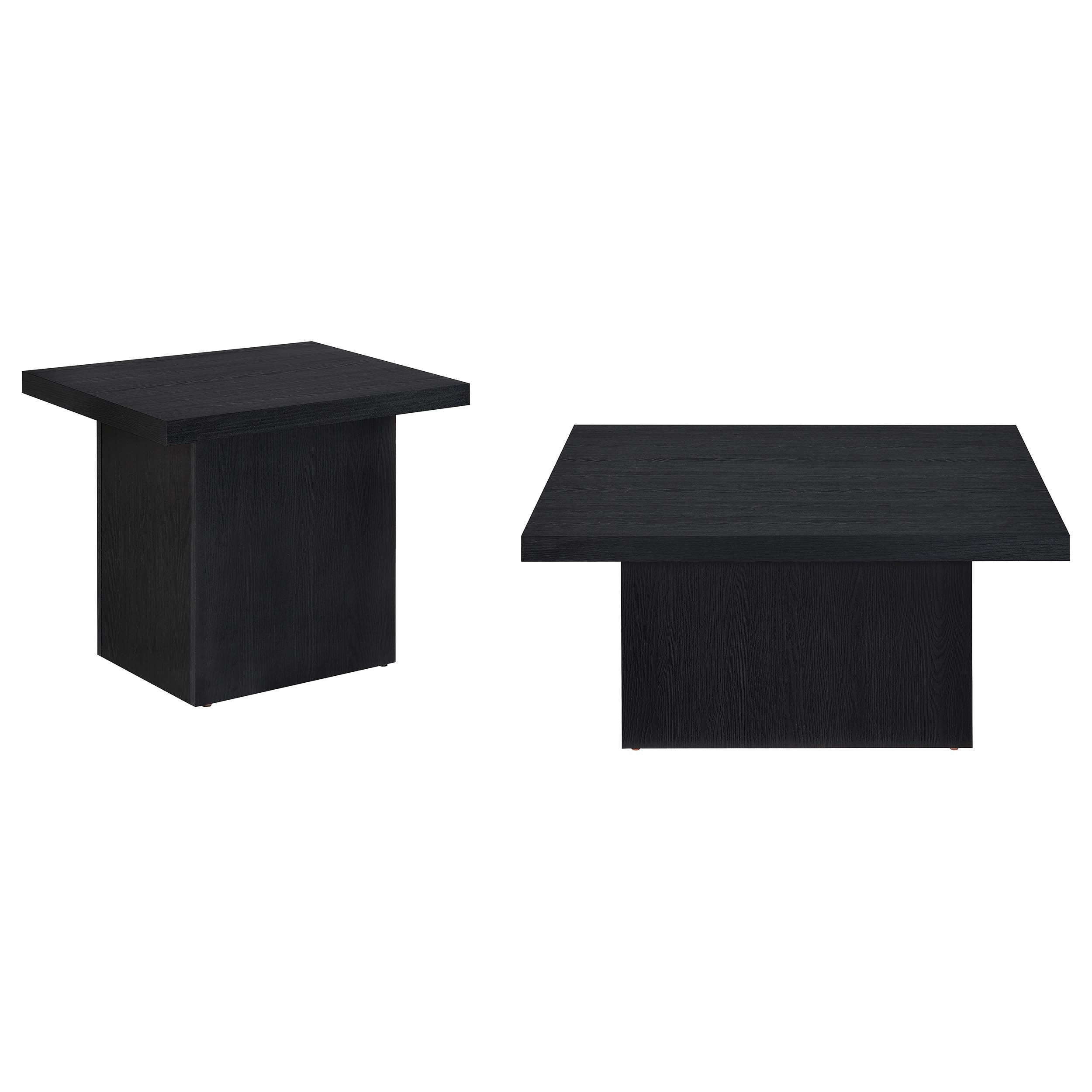 Devar 2-piece Square Cocktail Coffee End Table Set Black — view 2