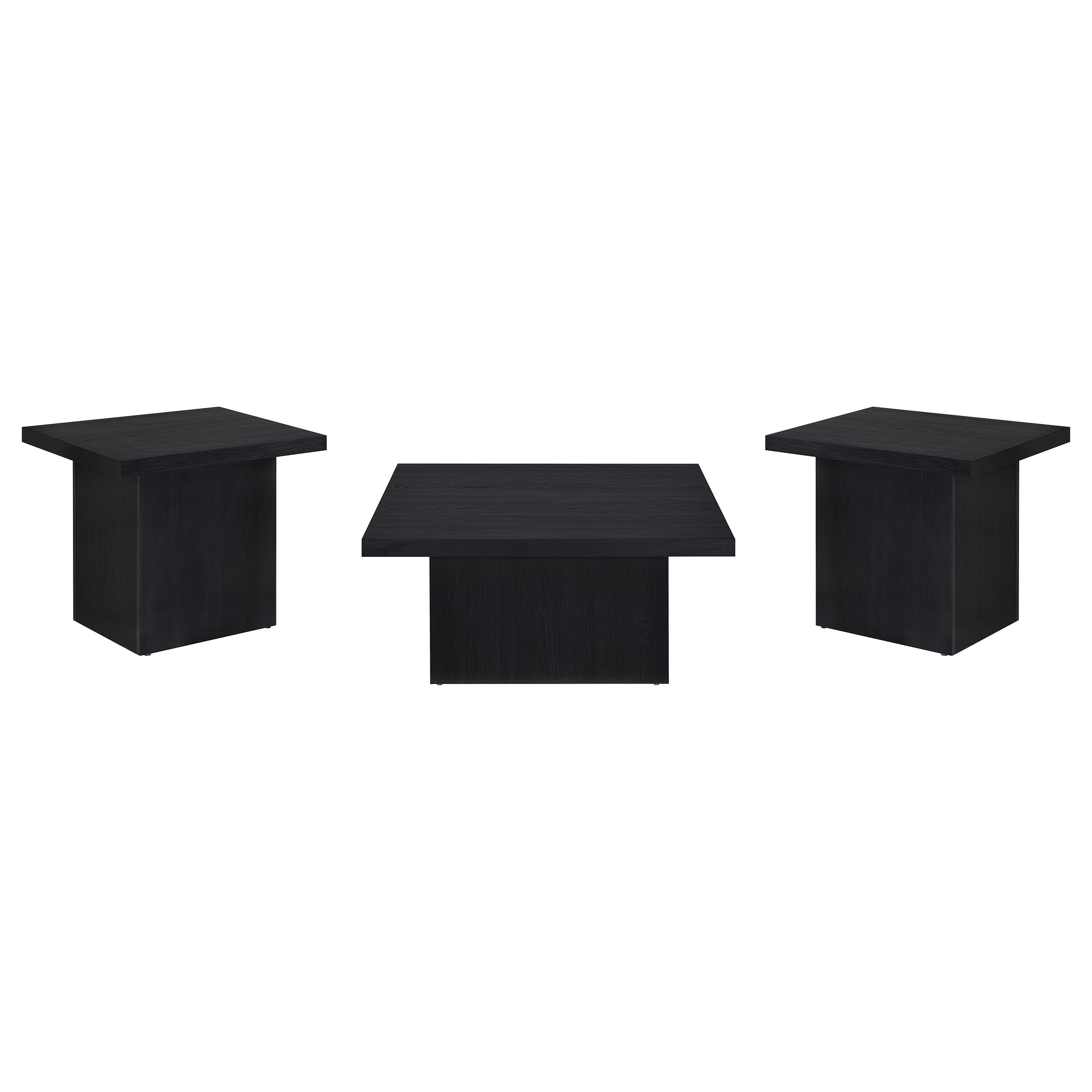 Devar 3-piece Square Cocktail Coffee End Table Set Black — view 2