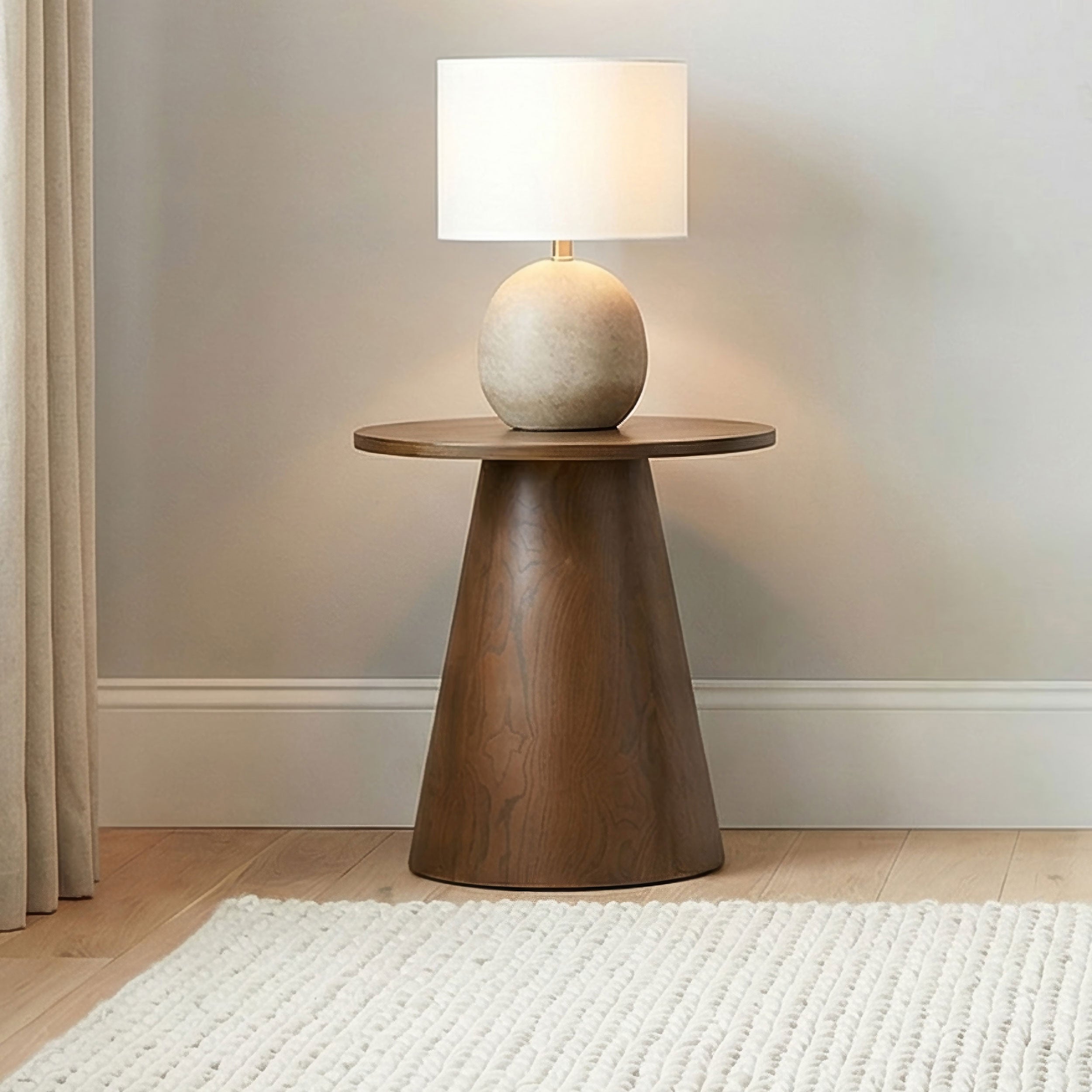 Franklin Round Wood Pedestal Side End Table Dark Brown — view 2