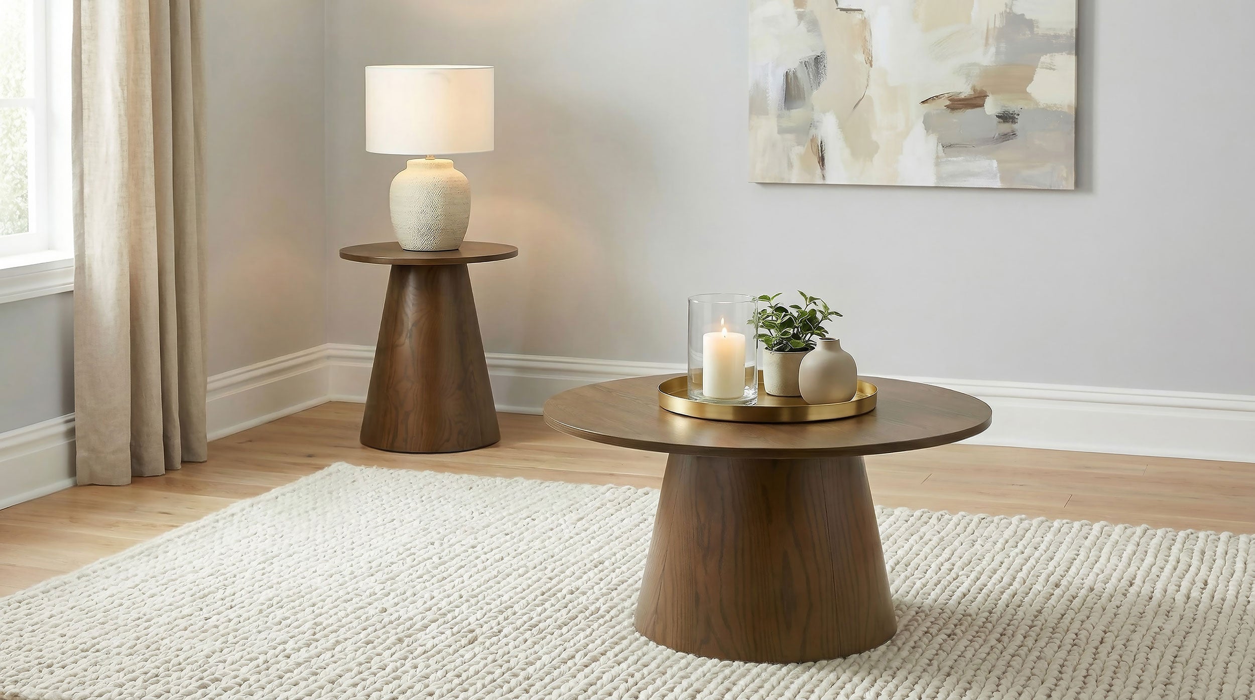 Franklin Round Wood Pedestal Side End Table Dark Brown — view 7