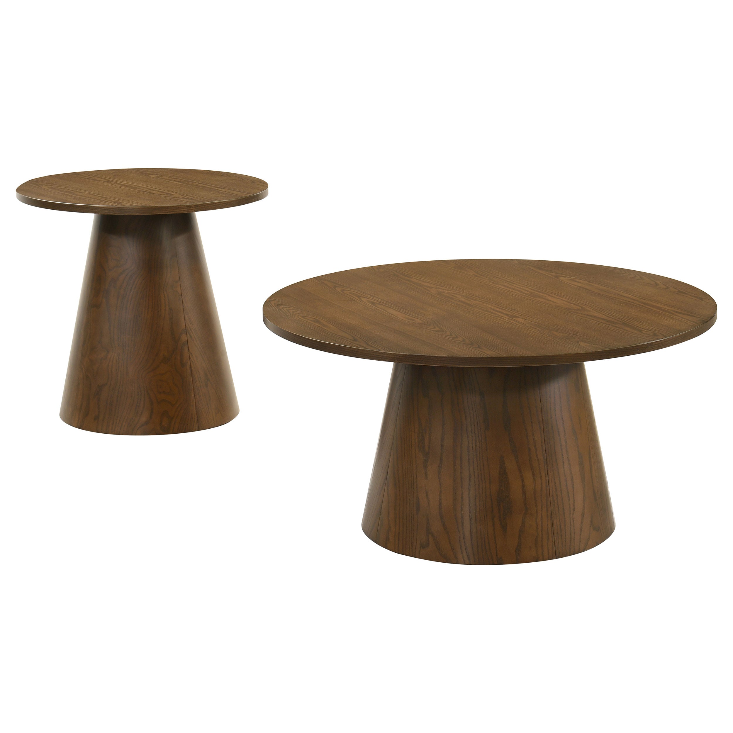 Franklin 2-piece Round Pedestal Coffee Table Set Dark Brown — view 2