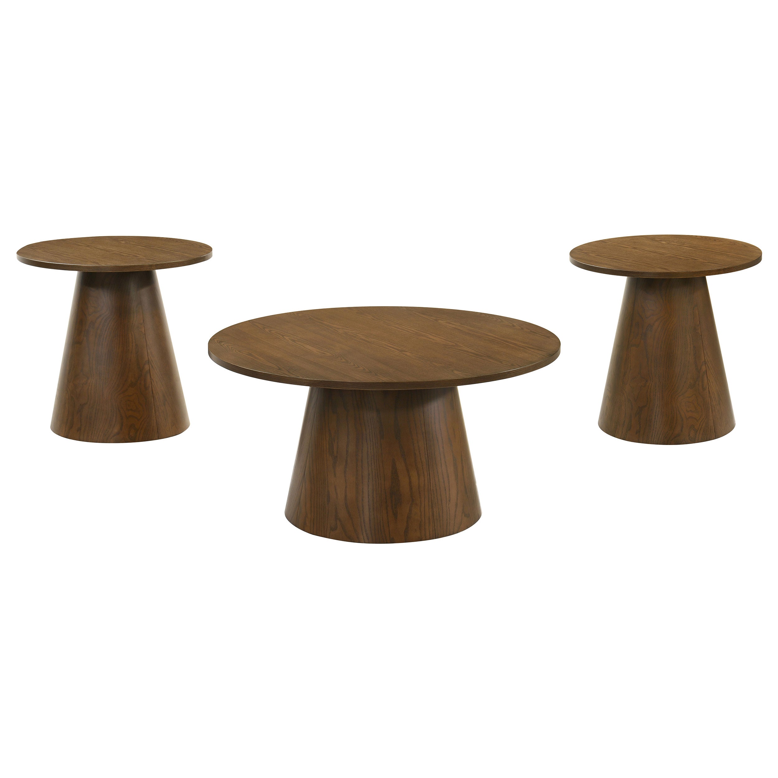 Franklin 3-piece Round Pedestal Coffee Table Set Dark Brown — view 2