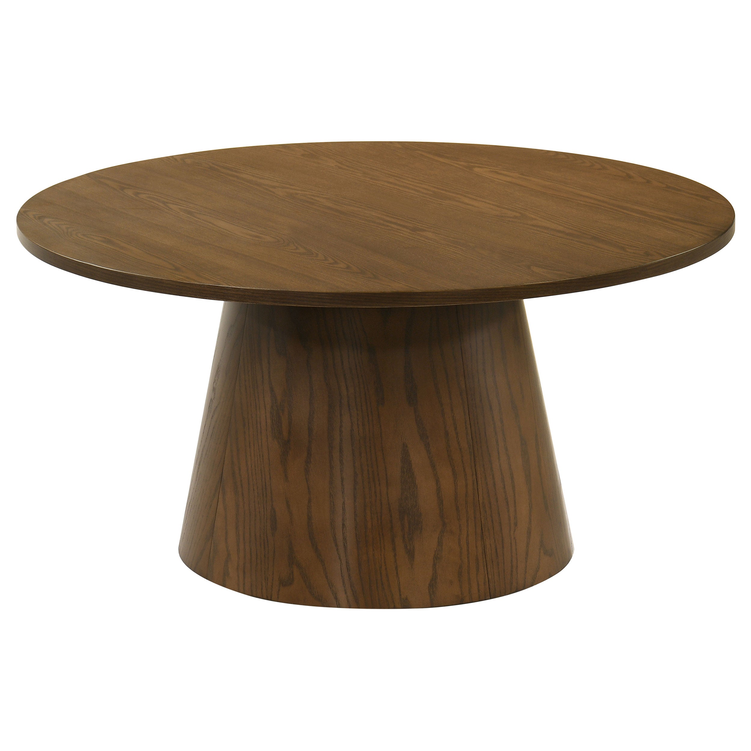 Franklin 36-inch Round Pedestal Coffee Table Dark Brown — view 1