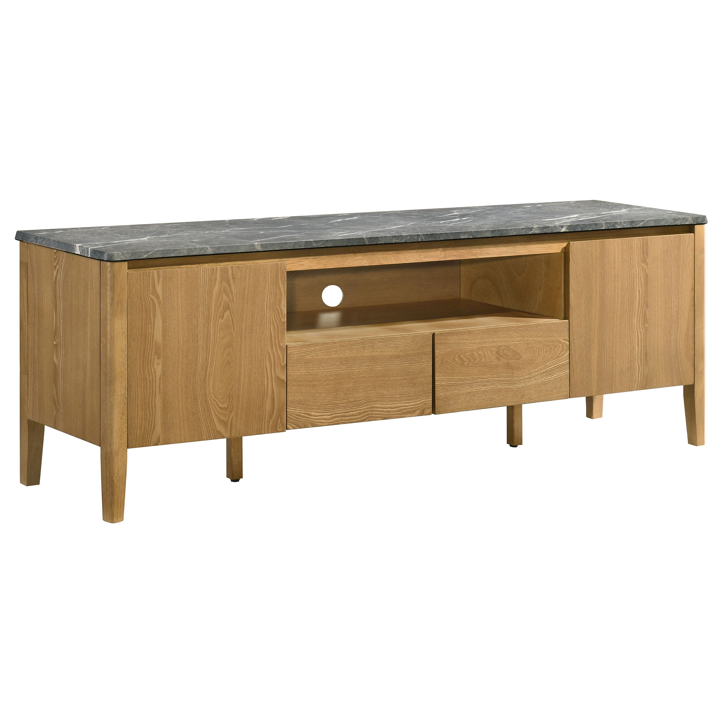 Bradley 63-inch 2-Door SmartTop TV Stand Grey and Natural — view 1