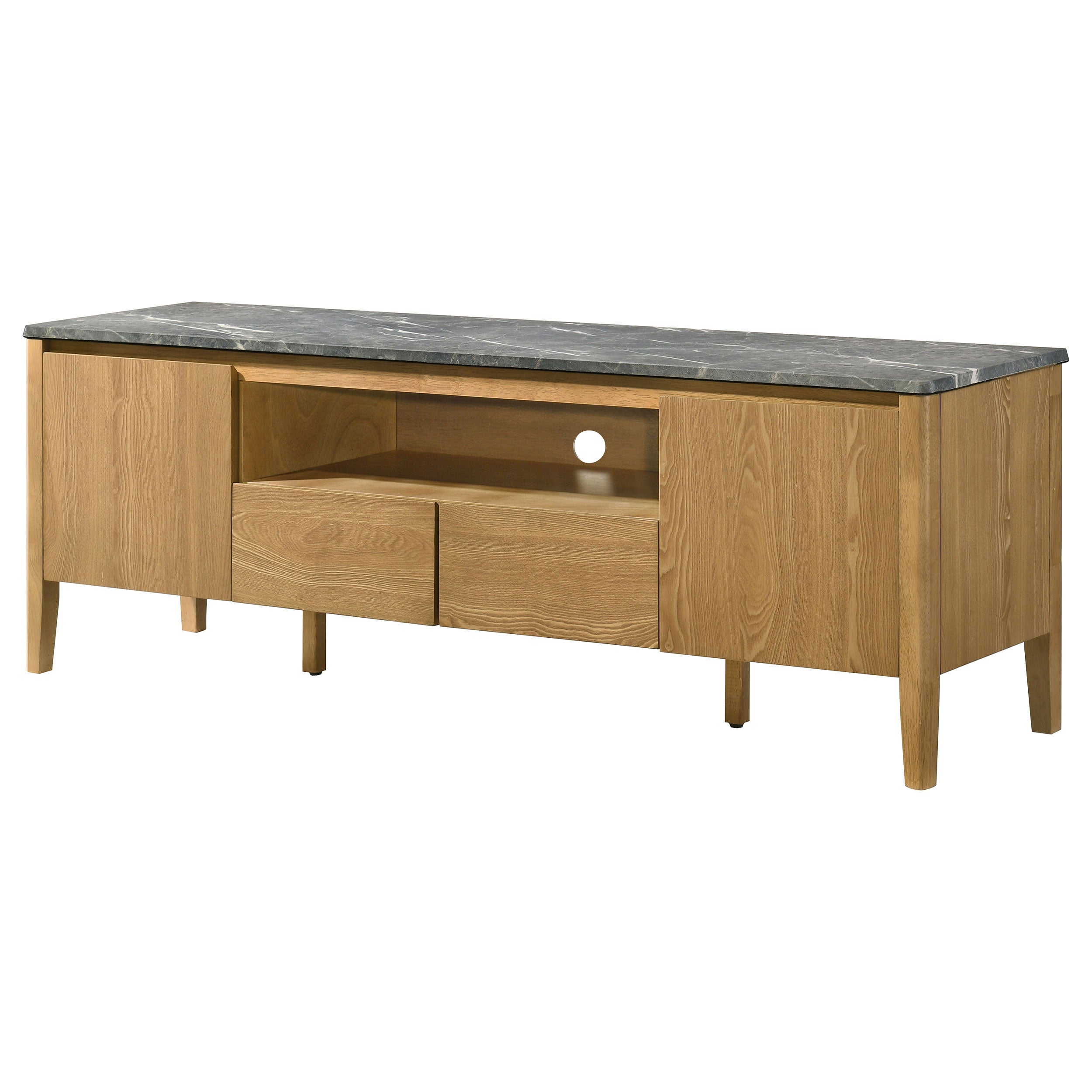 Bradley 63-inch 2-Door SmartTop TV Stand Grey and Natural — view 5
