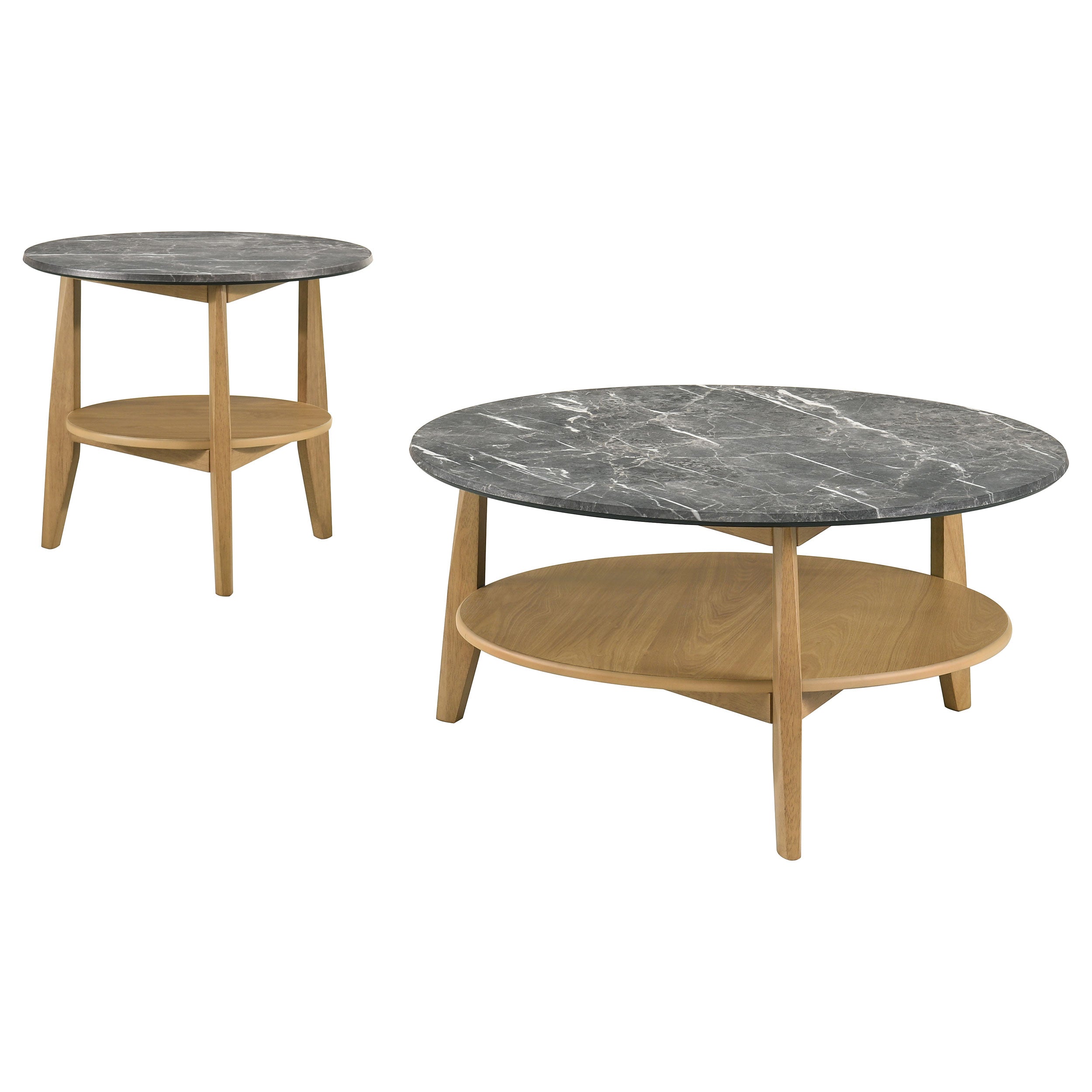 Bradley 2-Piece Round SmartTop Coffee Table Set Grey and Natural — view 2