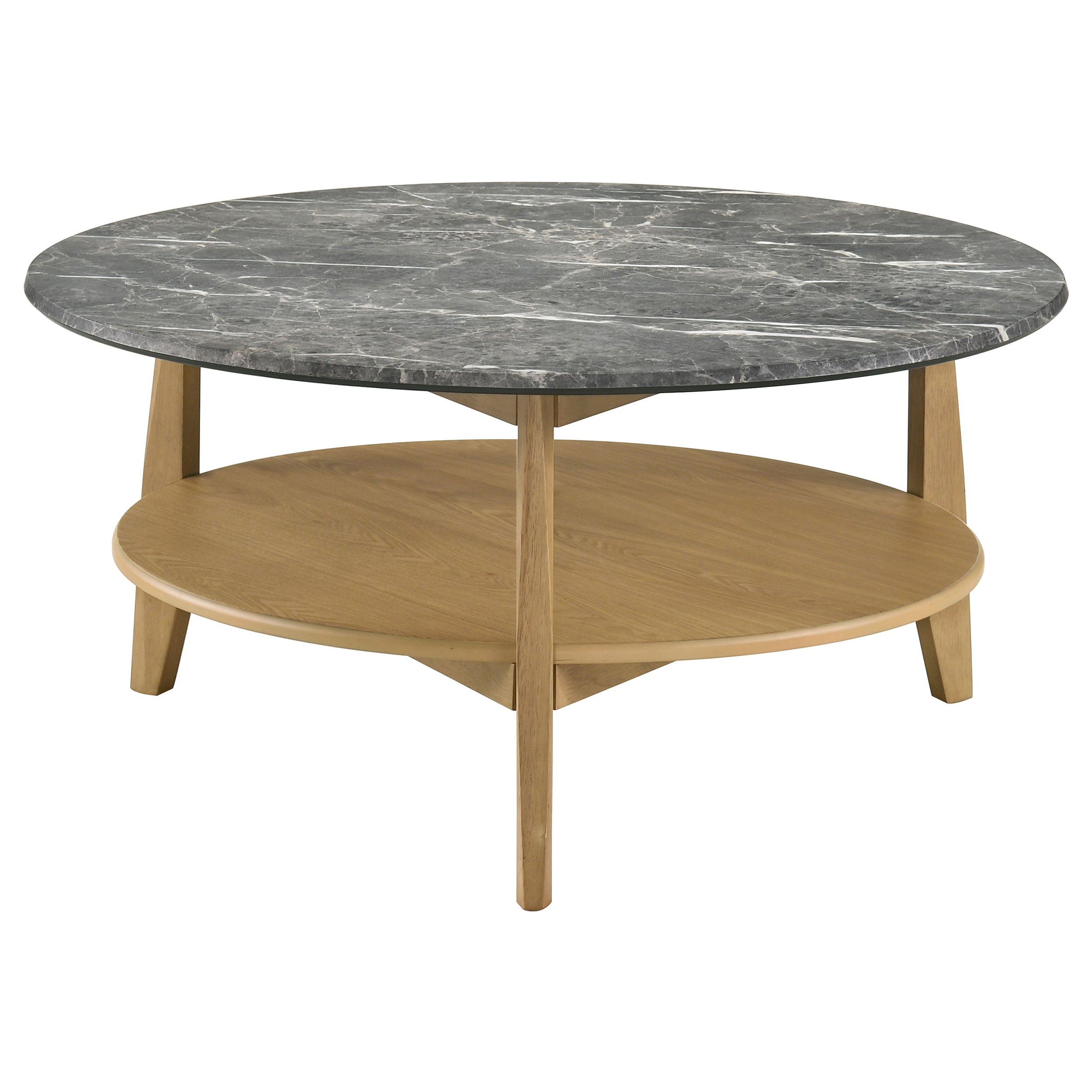 Bradley 3-Piece Round SmartTop Coffee Table Set Grey and Natural — view 8