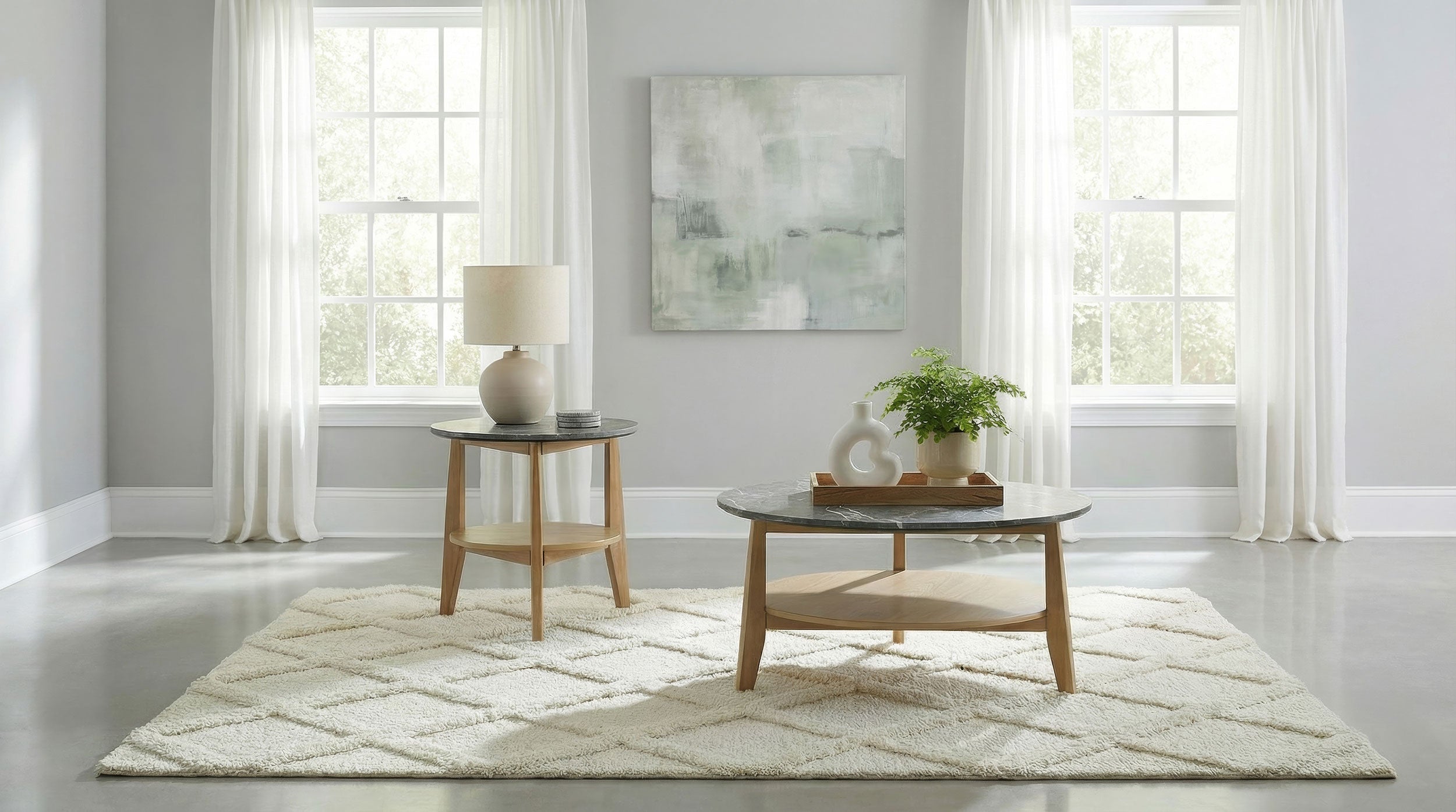 Bradley Round SmartTop Cocktail Coffee Table Grey and Natural — view 10