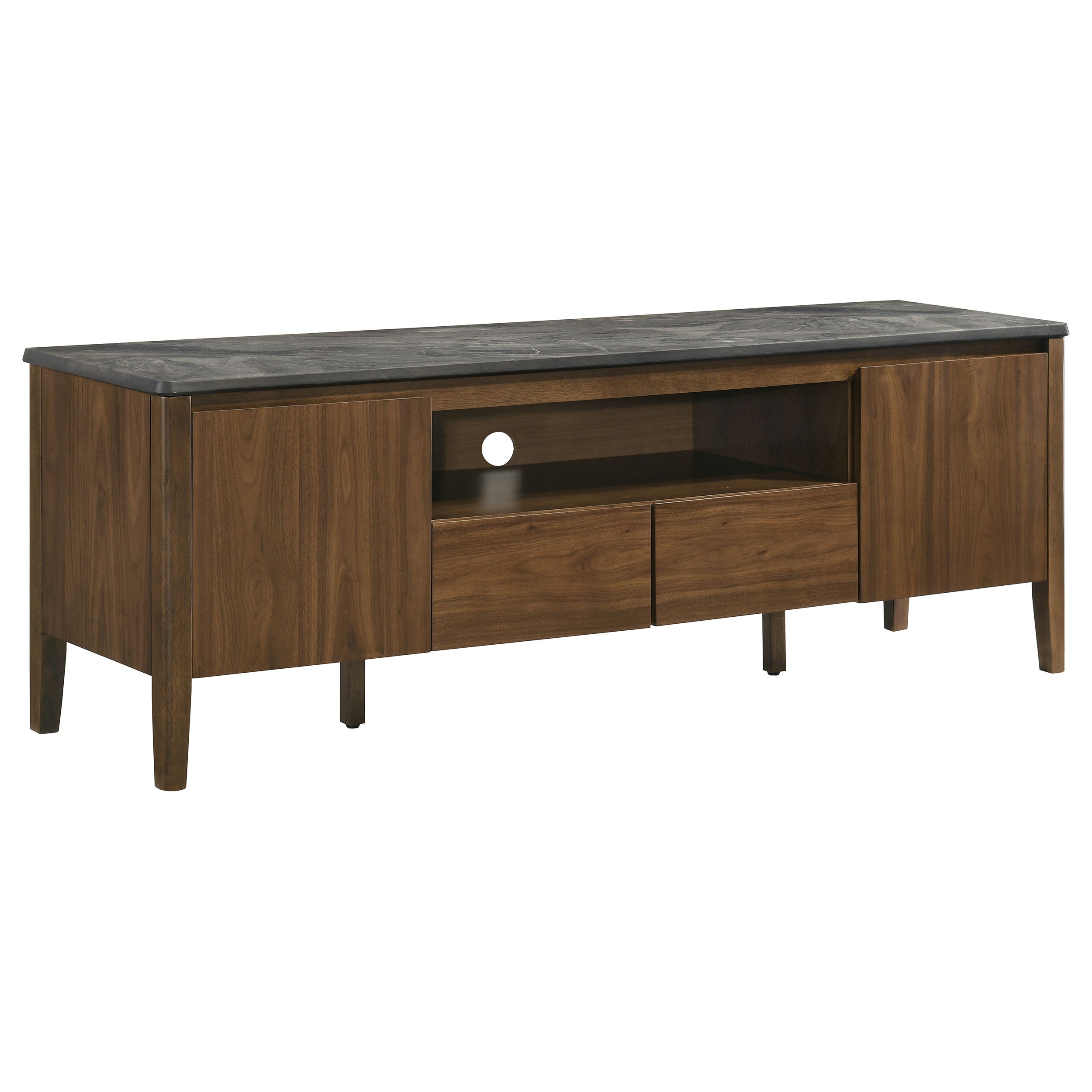 Bradley 63-inch 2-Door SmartTop TV Stand Smokey Grey and Brown — view 1