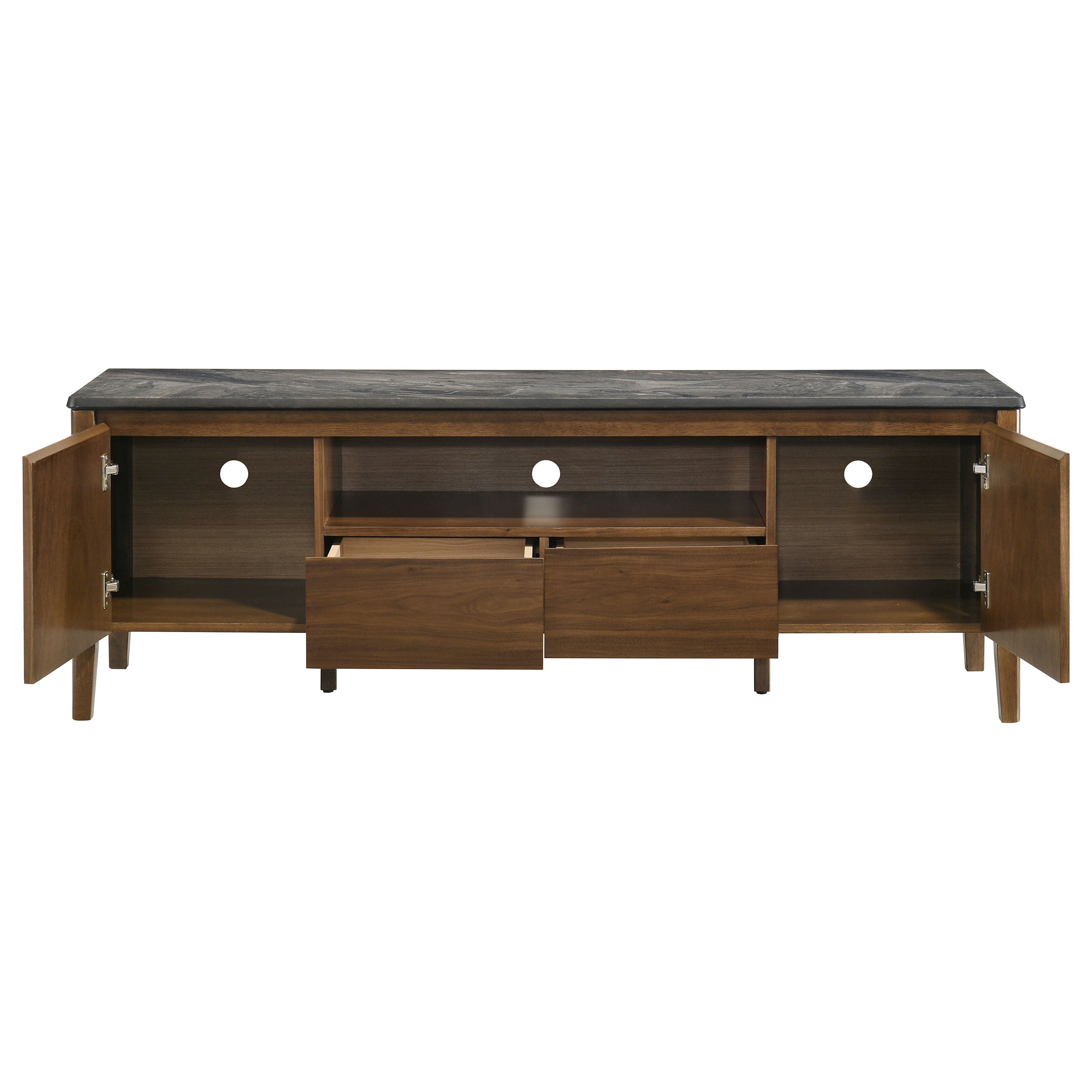 Bradley 63-inch 2-Door SmartTop TV Stand Smokey Grey and Brown — view 4