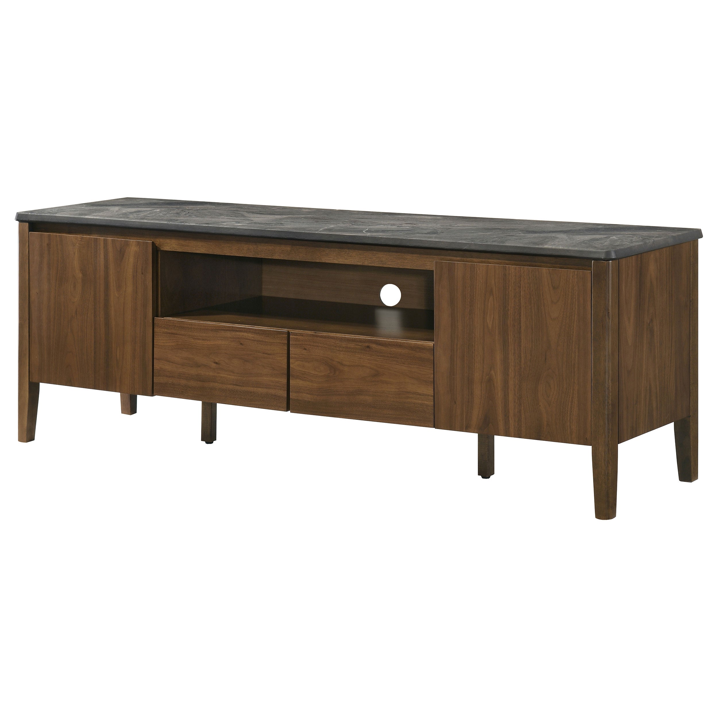 Bradley 63-inch 2-Door SmartTop TV Stand Smokey Grey and Brown — view 5
