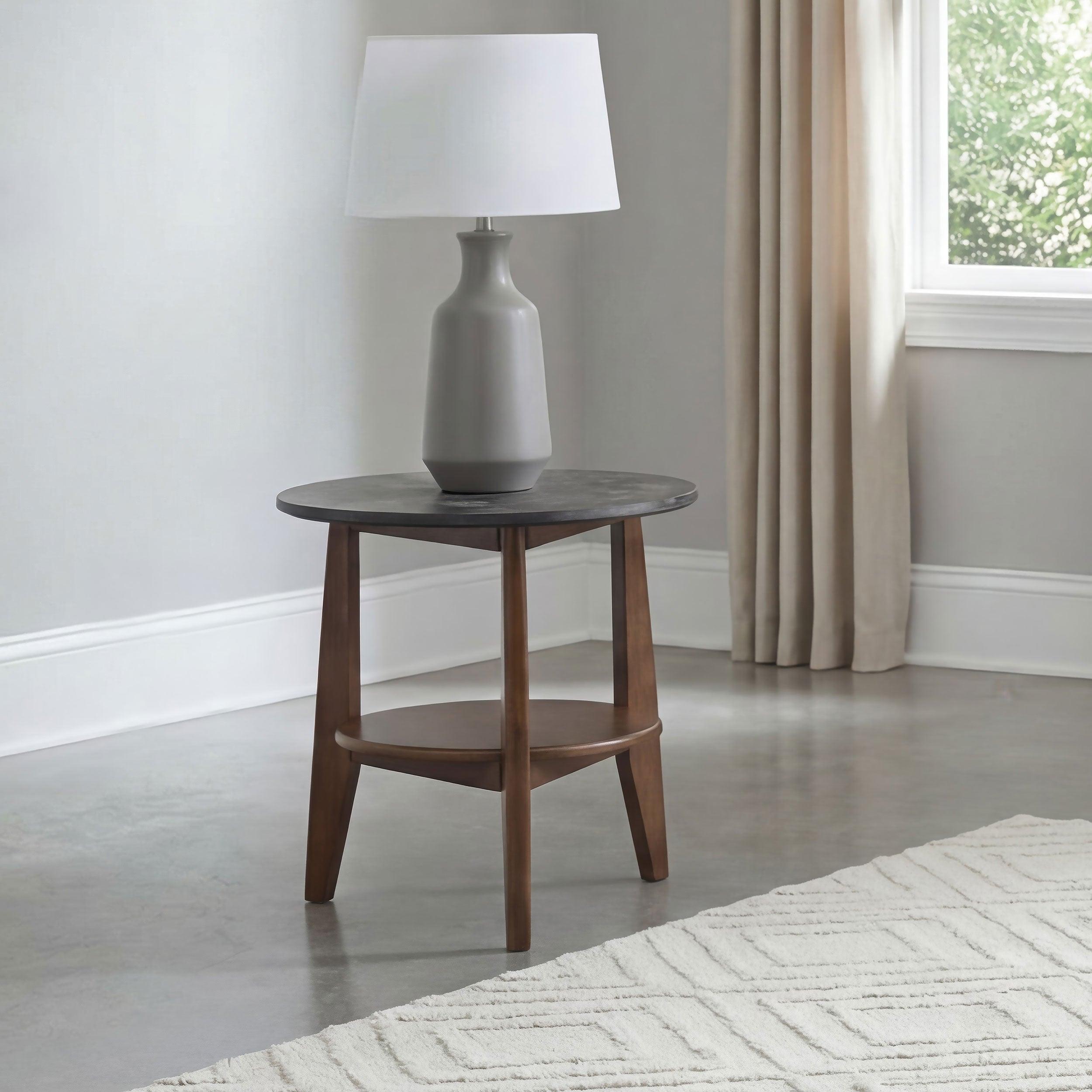 Bradley Round SmartTop End Side Table Smokey Grey and Dark Brown — view 2
