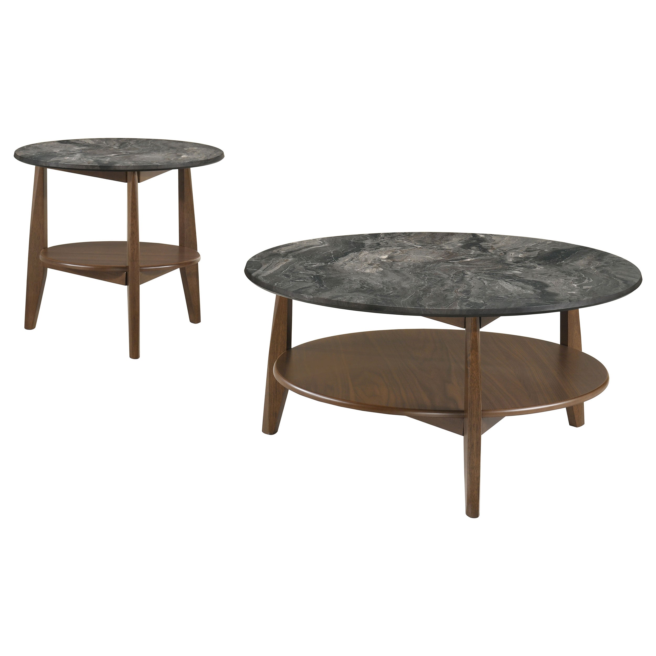 Bradley 2-Piece Round SmartTop Coffee Table Set Smokey Grey and Brown — view 2