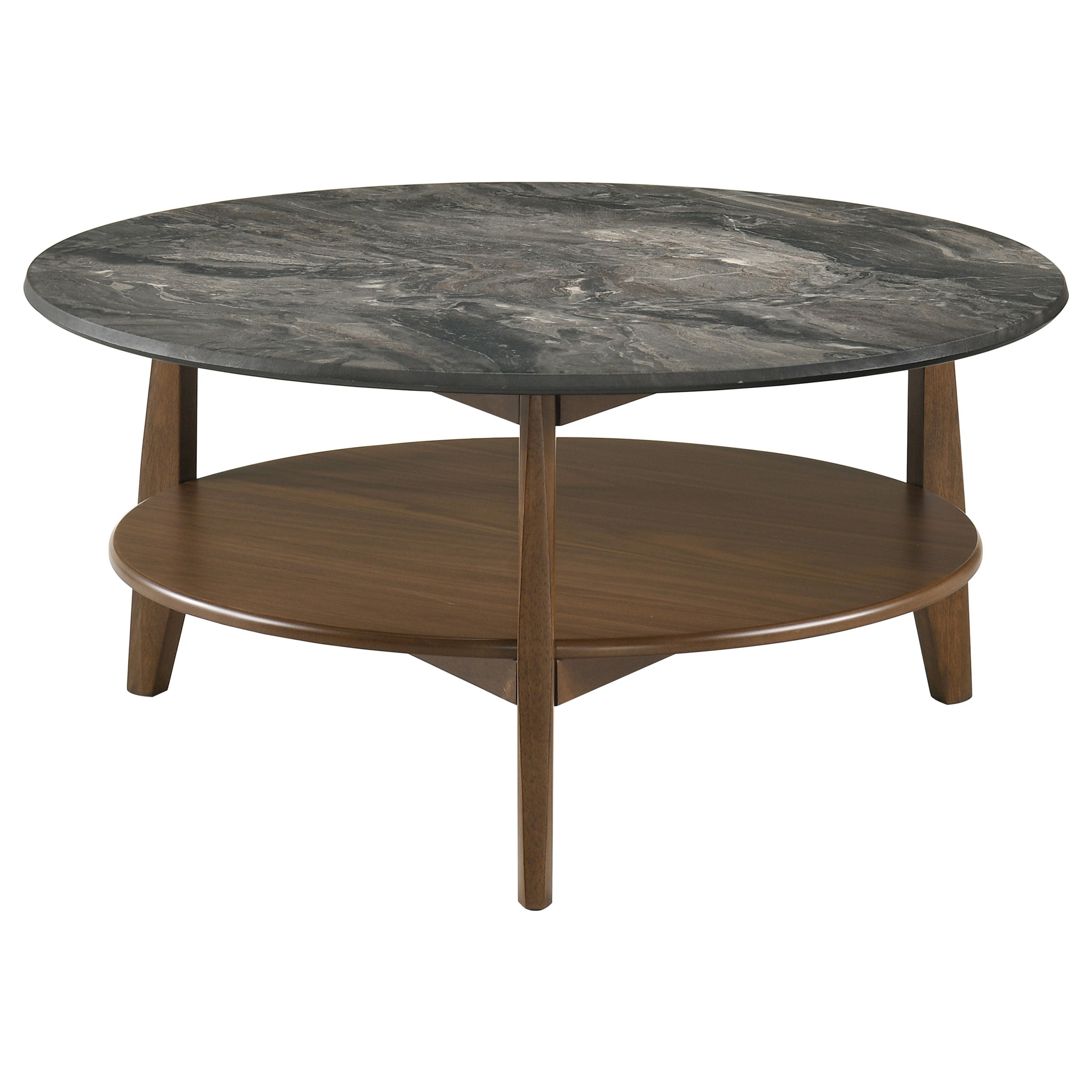 Bradley Round SmartTop Cocktail Coffee Table Smokey Grey and Brown — view 3