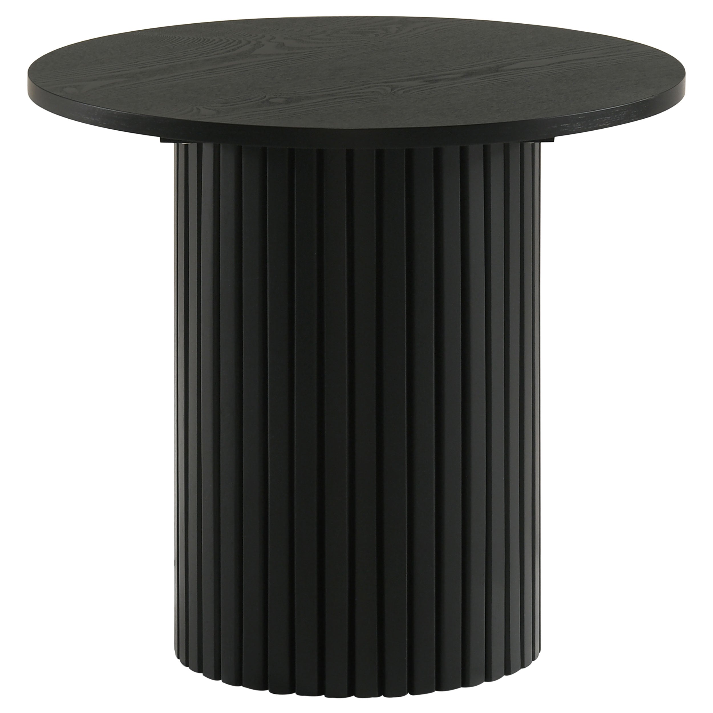 Hamlyn 2-piece Round Fluted Coffee and End Table Set Black — view 3
