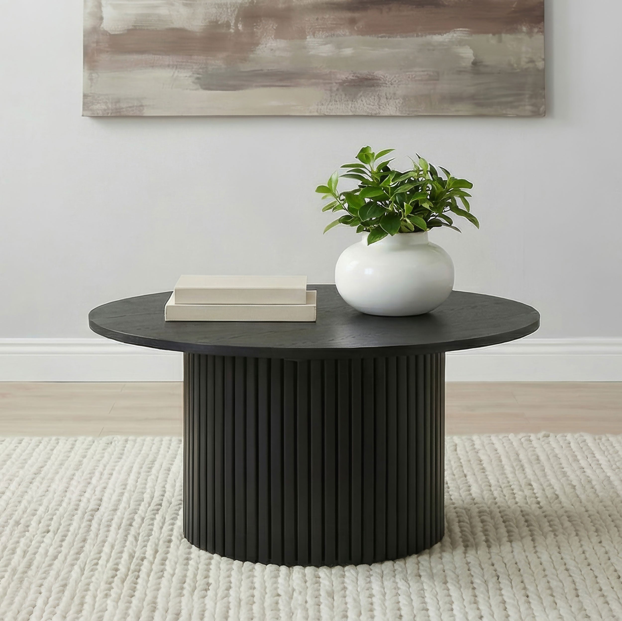 Hamlyn Round Fluted Occasional Cocktail Coffee Table Black — view 2