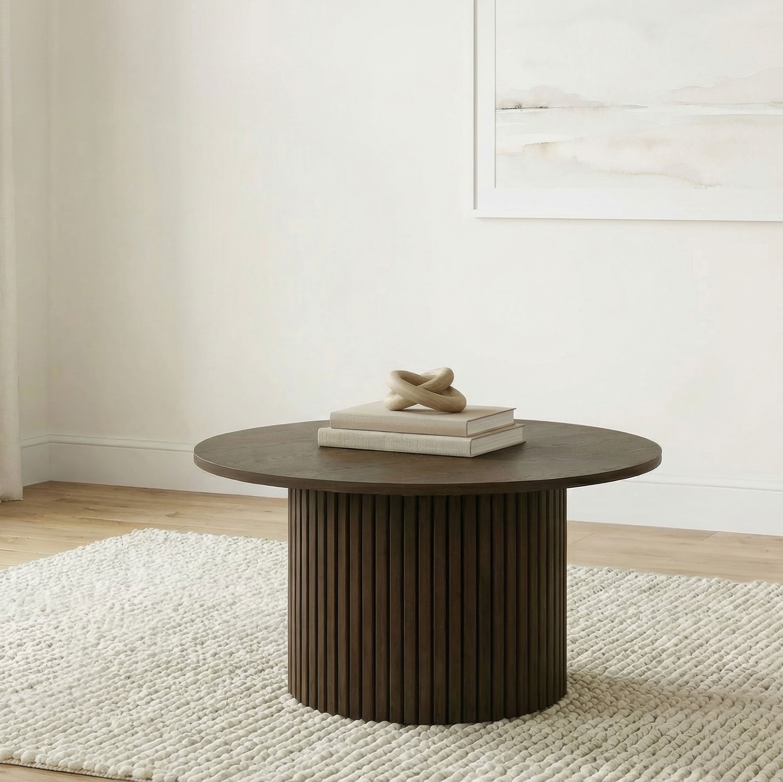Hamlyn Round Fluted Occasional Cocktail Coffee Table Walnut — view 2
