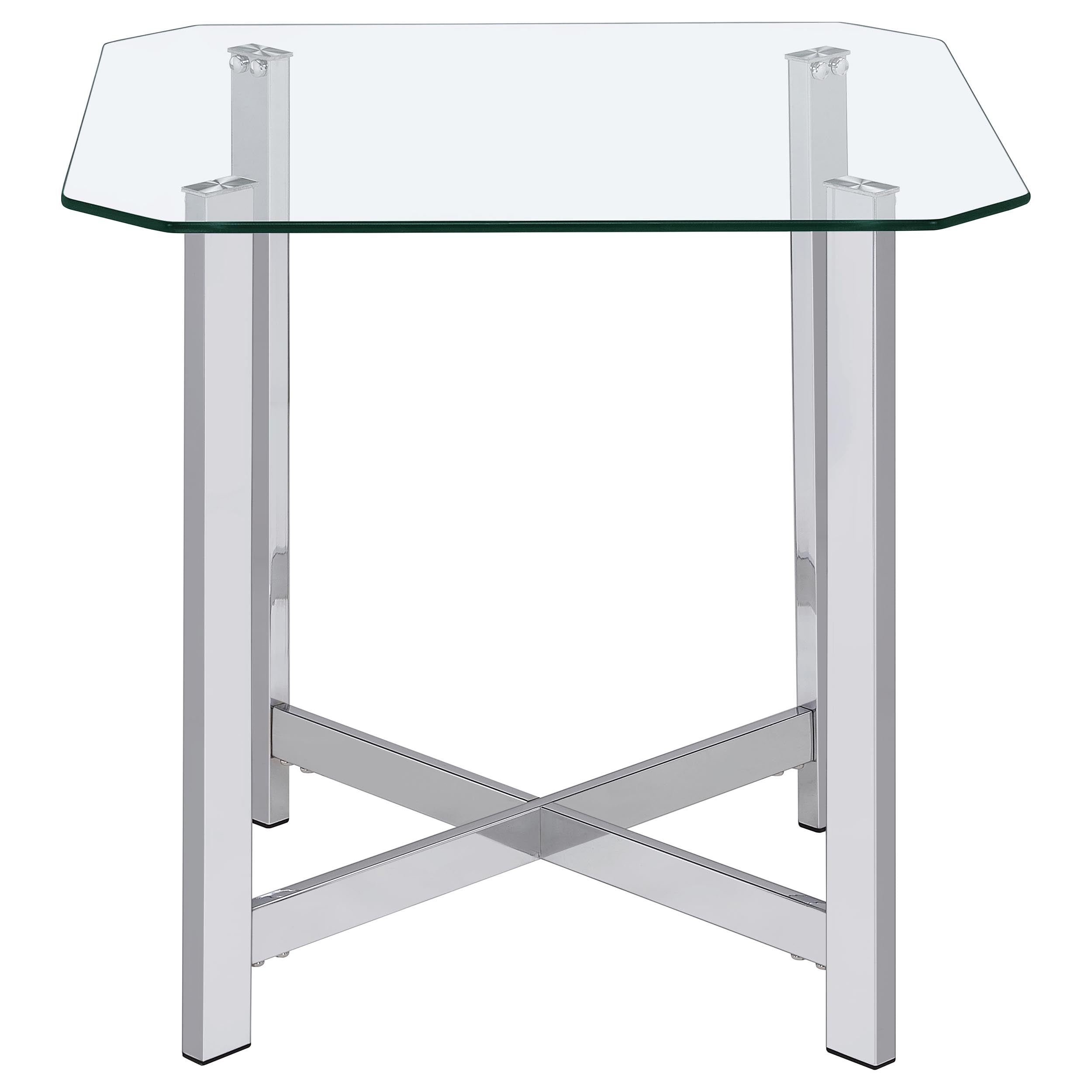 Cronin 3-piece Tempered Glass Top Coffee Table Set Chrome — view 4