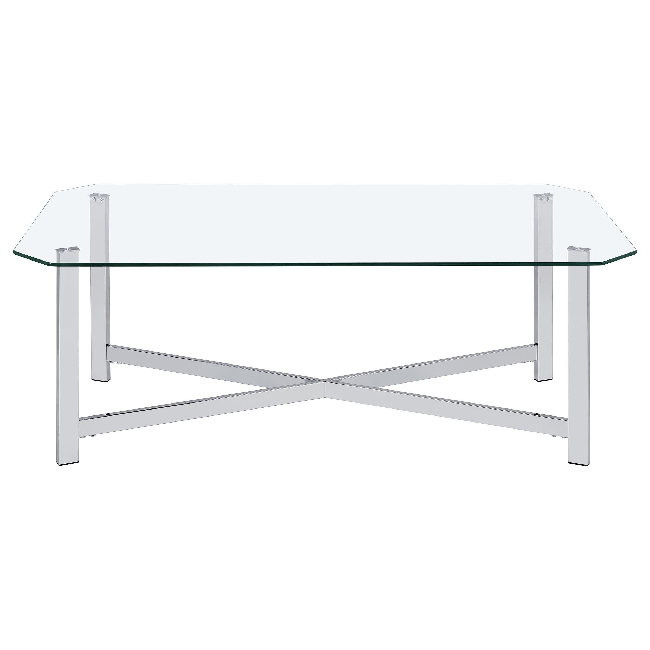 Cronin Rectangular Tempered Glass Top Cocktail Coffee Table Chrome — view 3