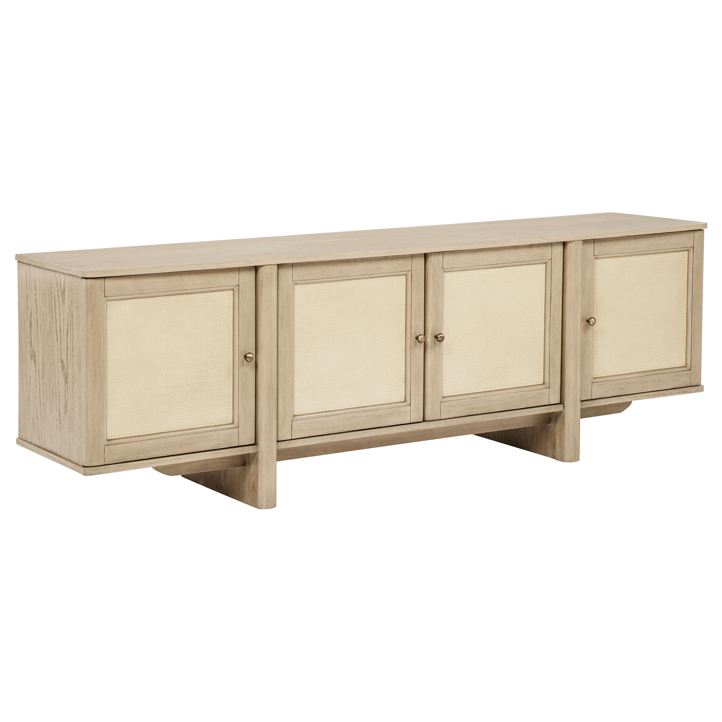 Kailani 79-inch 4-door Cane TV Stand Media Console Beige Oak — view 1