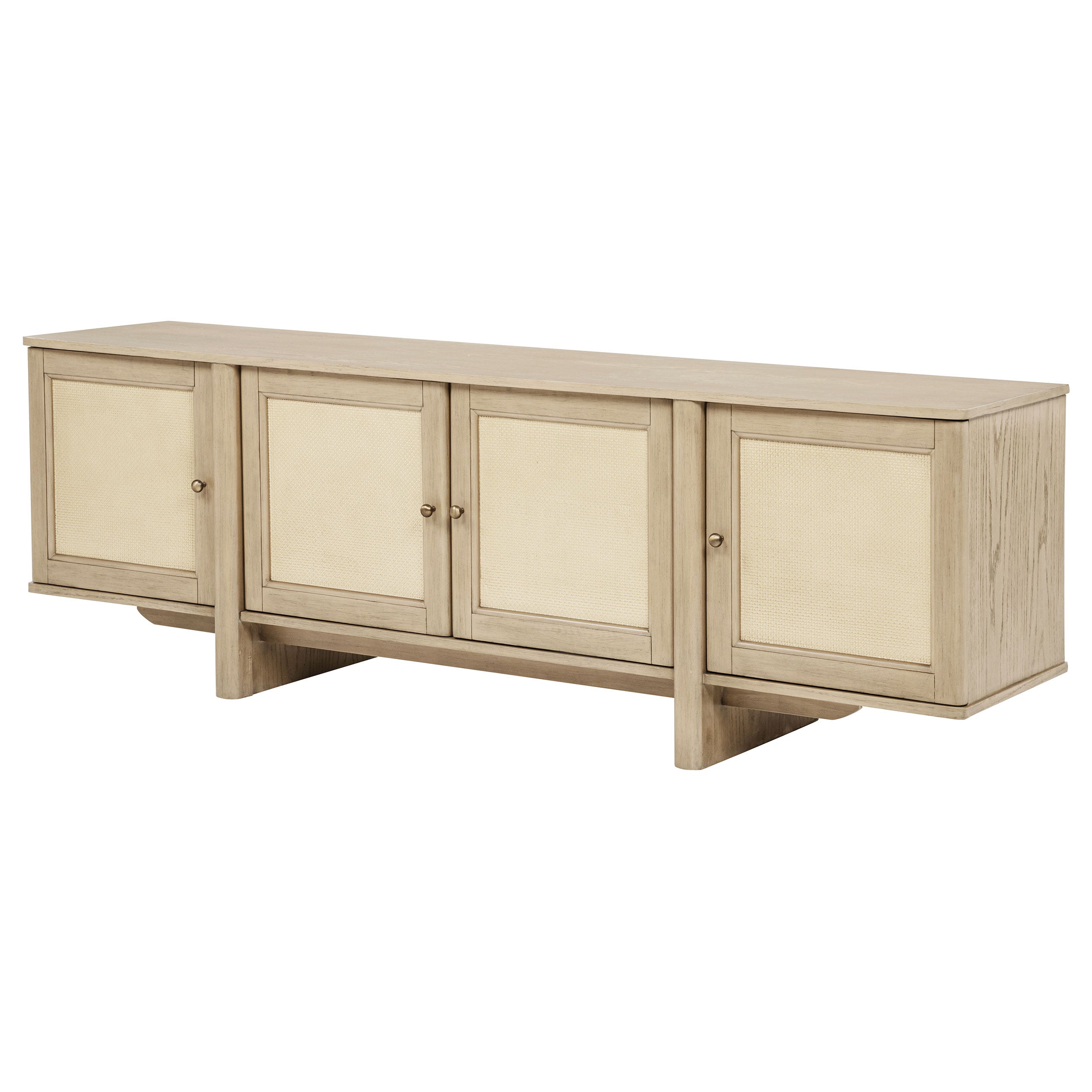 Kailani 79-inch 4-door Cane TV Stand Media Console Beige Oak — view 5