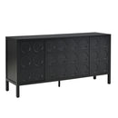 Stylish Storage Cabinet Sideboard With Unique Geometric Circle Door Design - Black