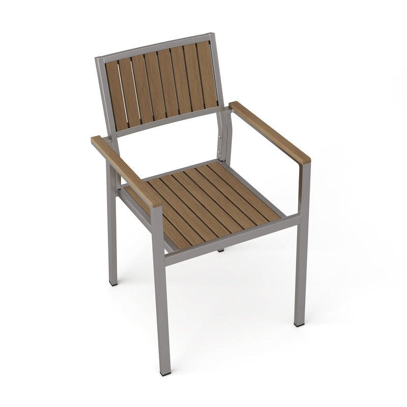 Stylish Modern Faux Wood & Aluminum Outdoor Dining Chairs, (Set of 2) - Natural