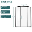 Diamond Shaped Corner Shower Door, Inward Sliding, Stainless Steel Frame