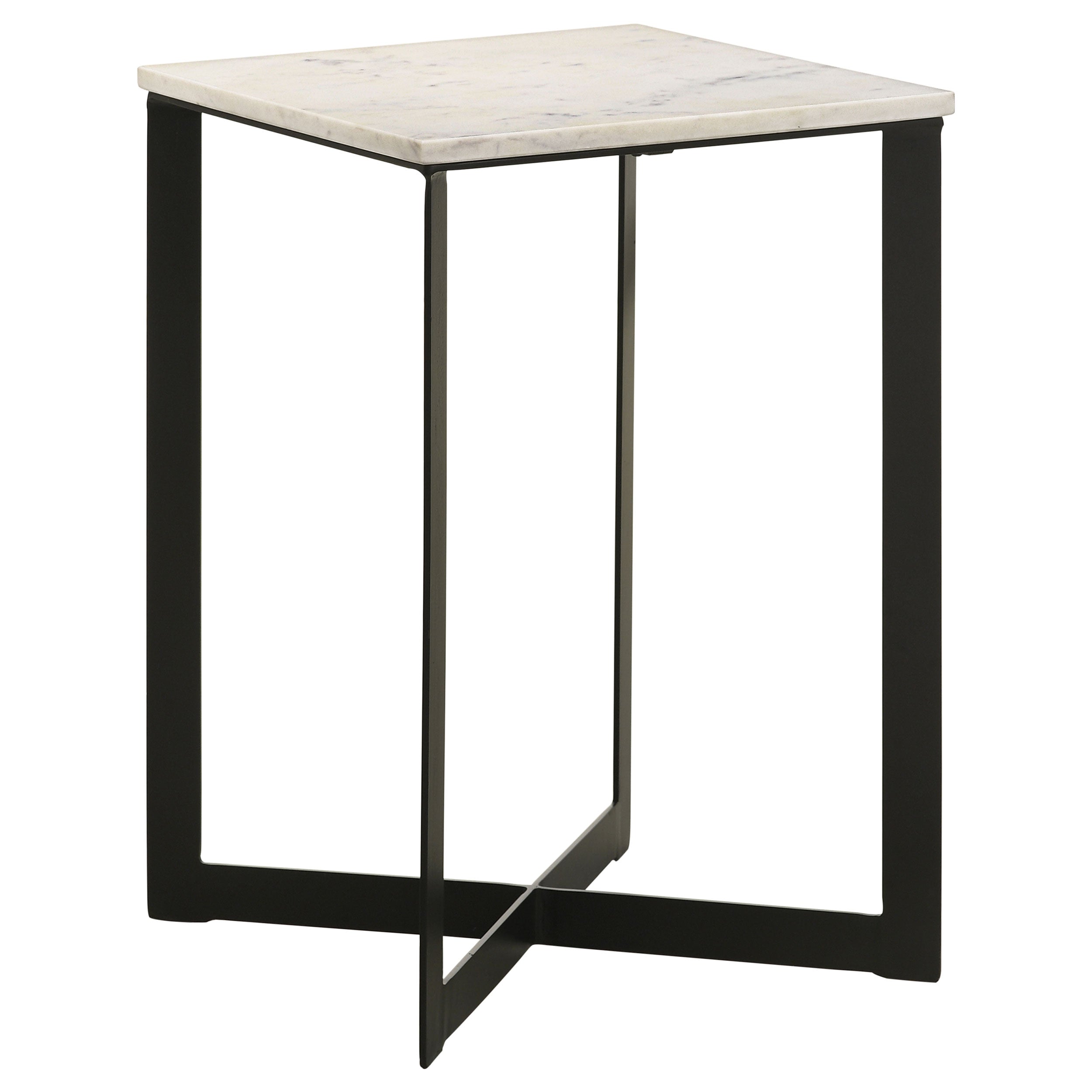 Tobin Square Marble Top End Table White and Black — view 1