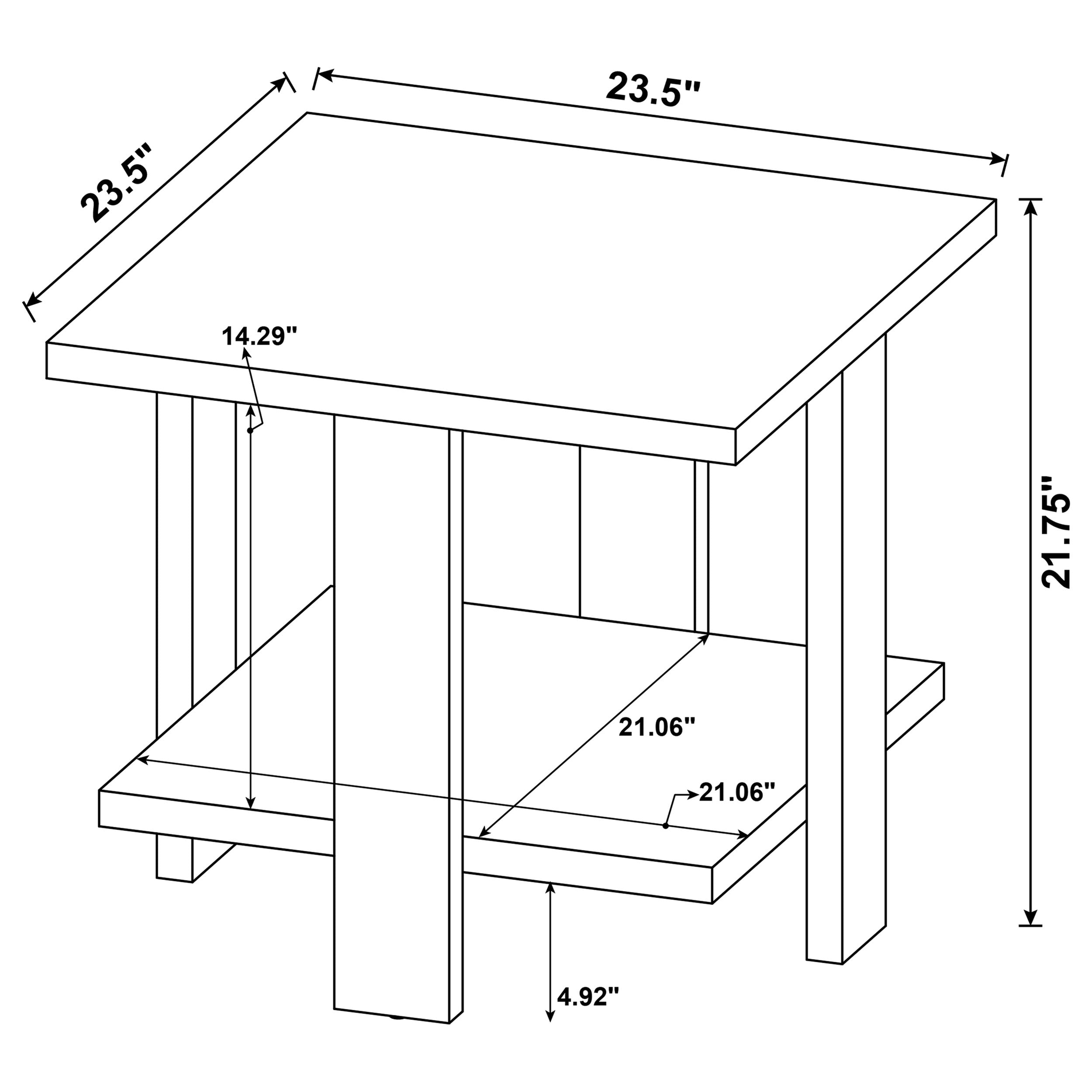 Dawn Square Engineered Wood End Table Mango Brown — view 6