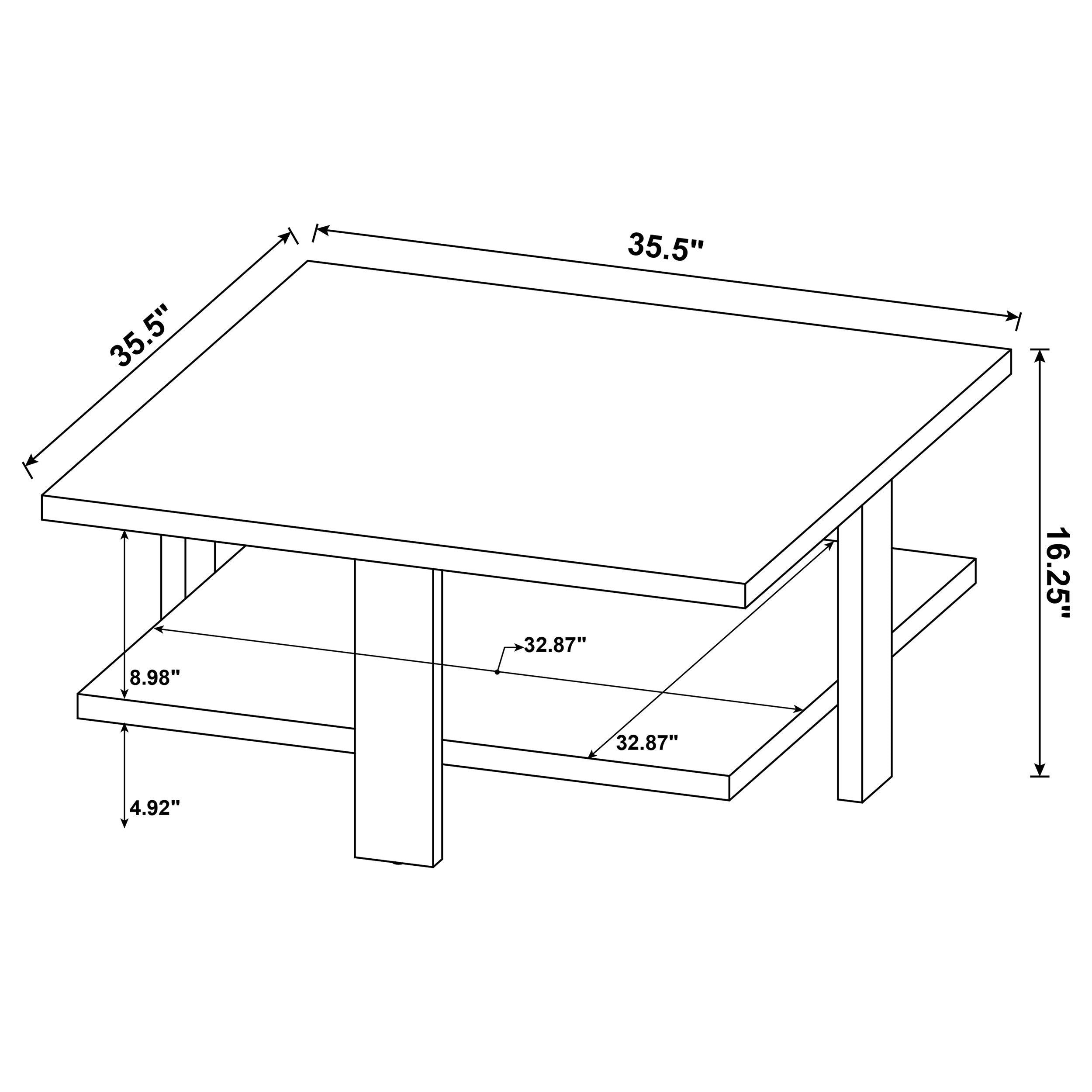 Dawn Square Engineered Wood Coffee Table Mango Brown — view 6