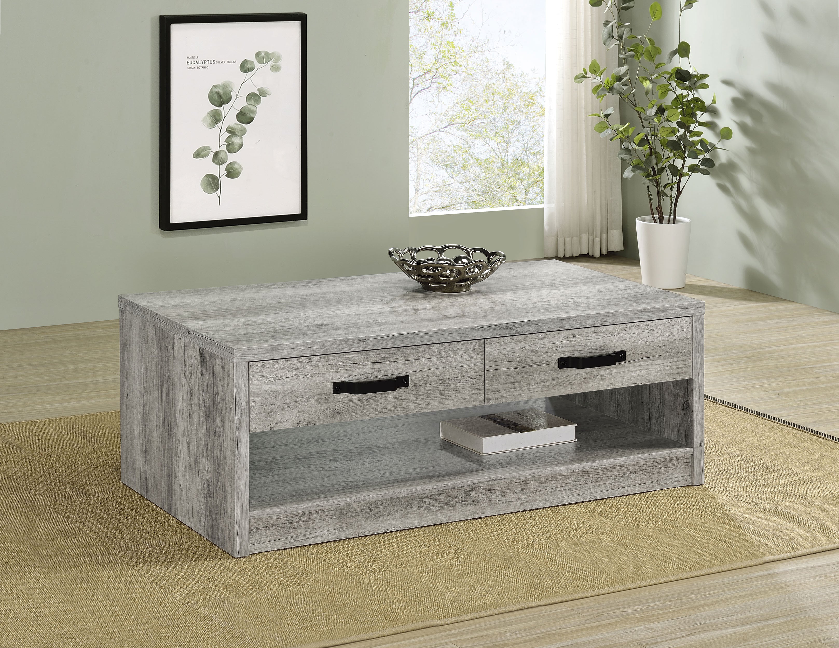 Felix 2-drawer Engineered Wood Coffee Table Grey Driftwood — view 2