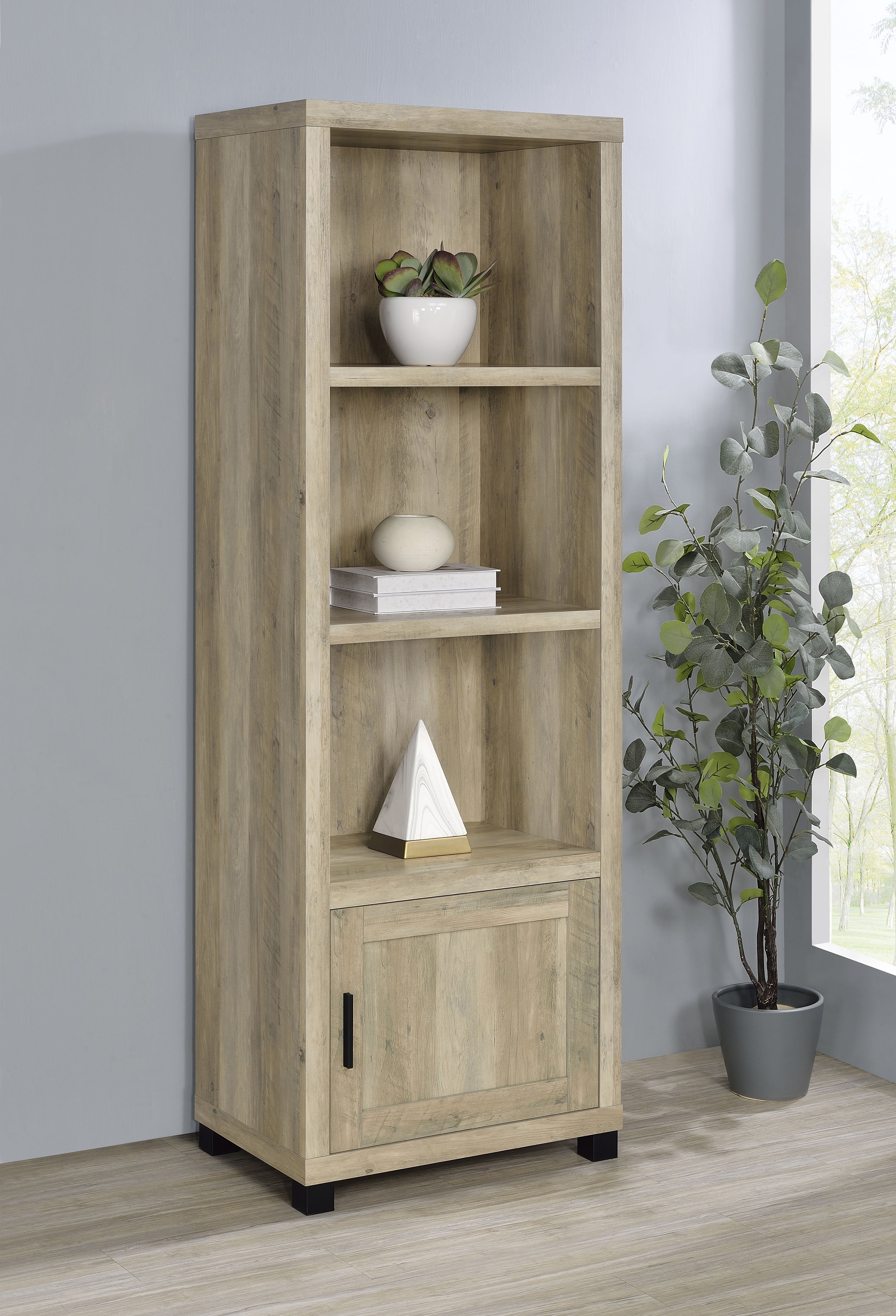 Sachin 3-shelf Engineered Wood Media Tower Distressed Pine — view 2
