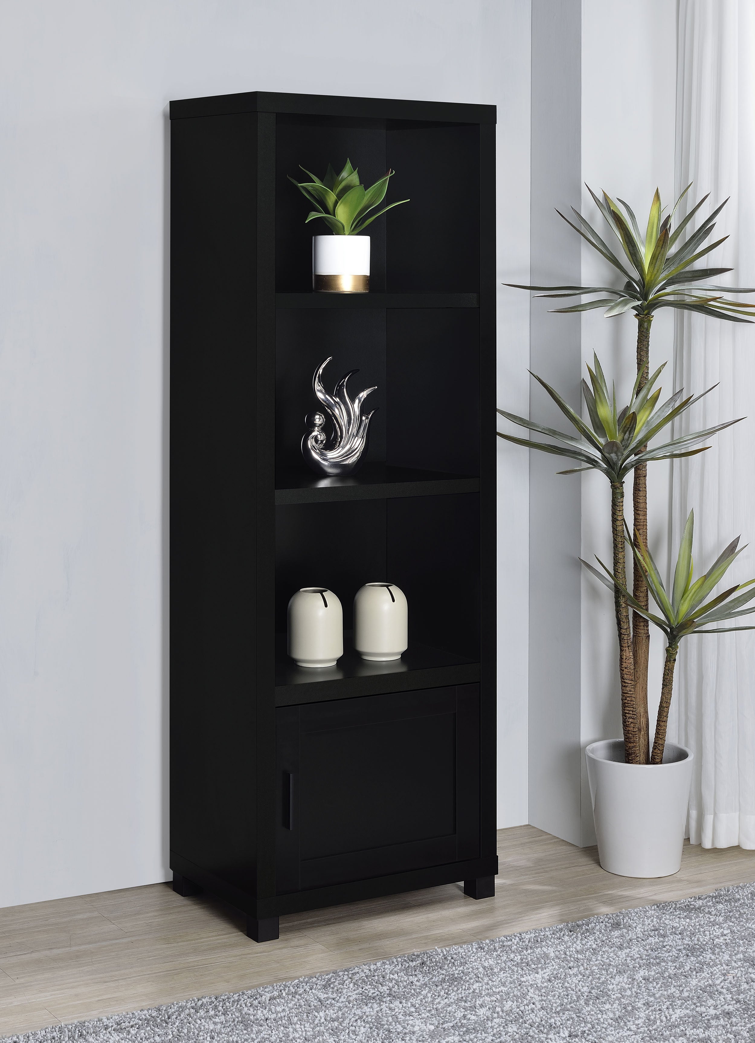 Jupiter 3-shelf Engineered Wood Media Tower Black — view 2