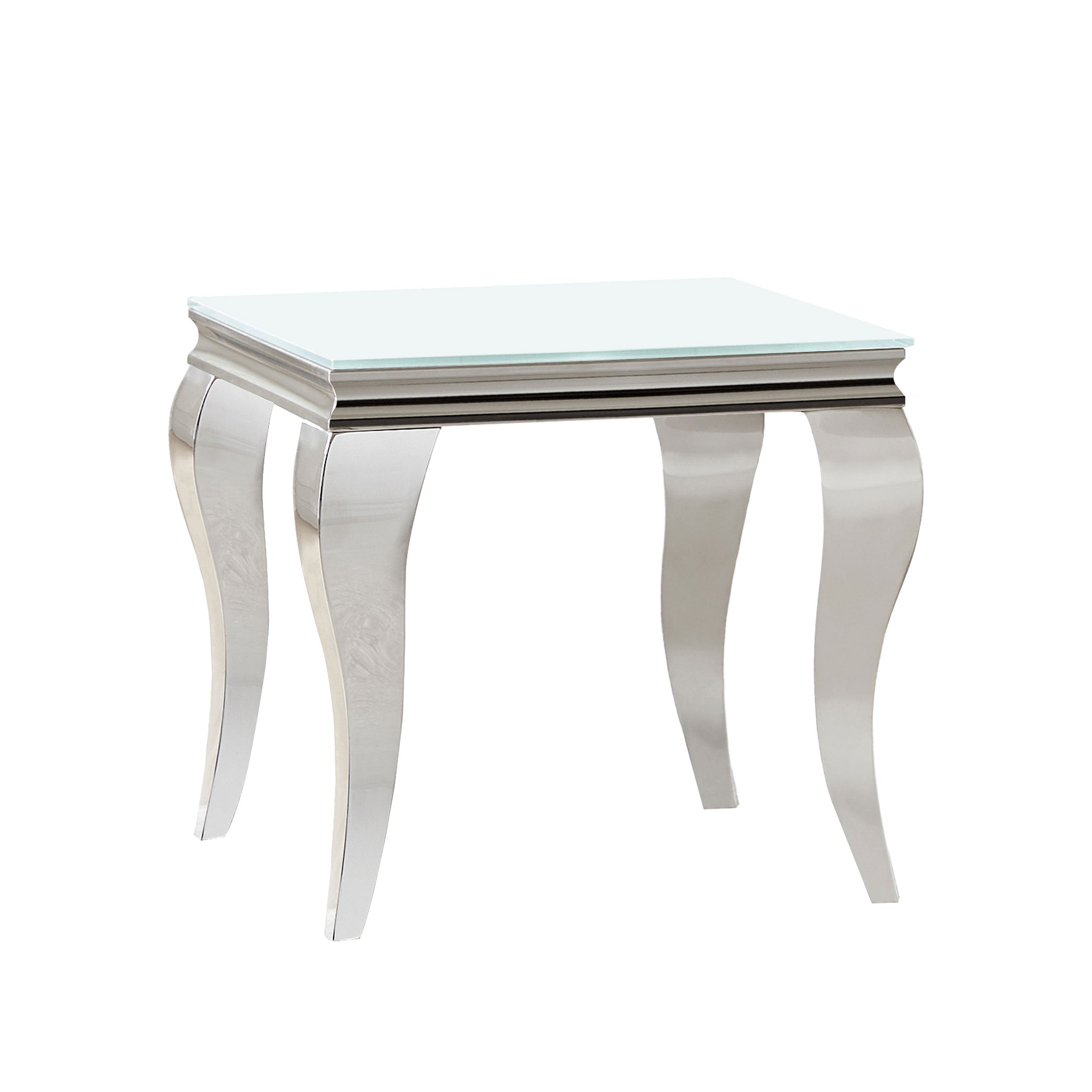 Carone Square Glass Top End Side Table White and Chrome — view 1