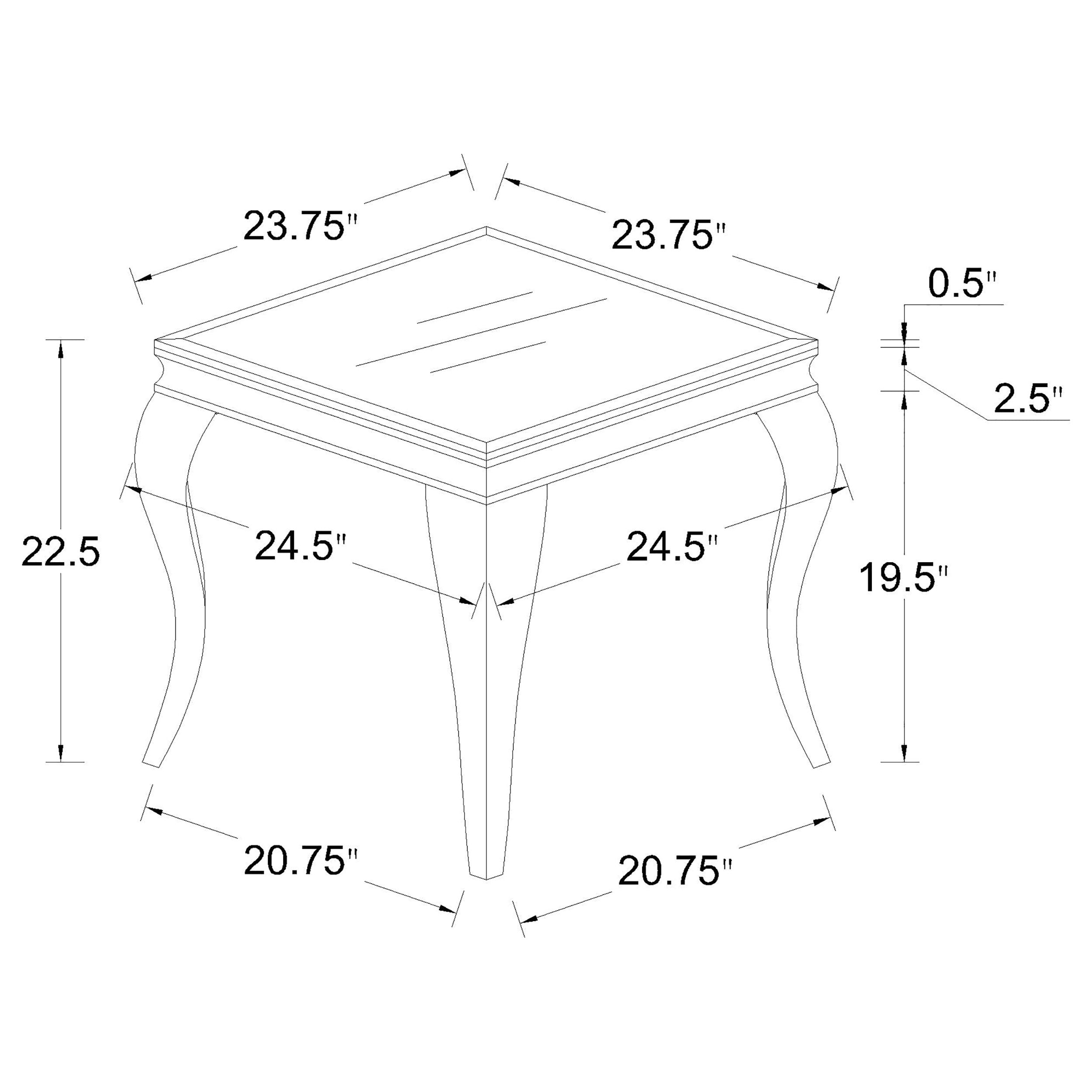 Carone Square Glass Top End Side Table White and Chrome — view 3