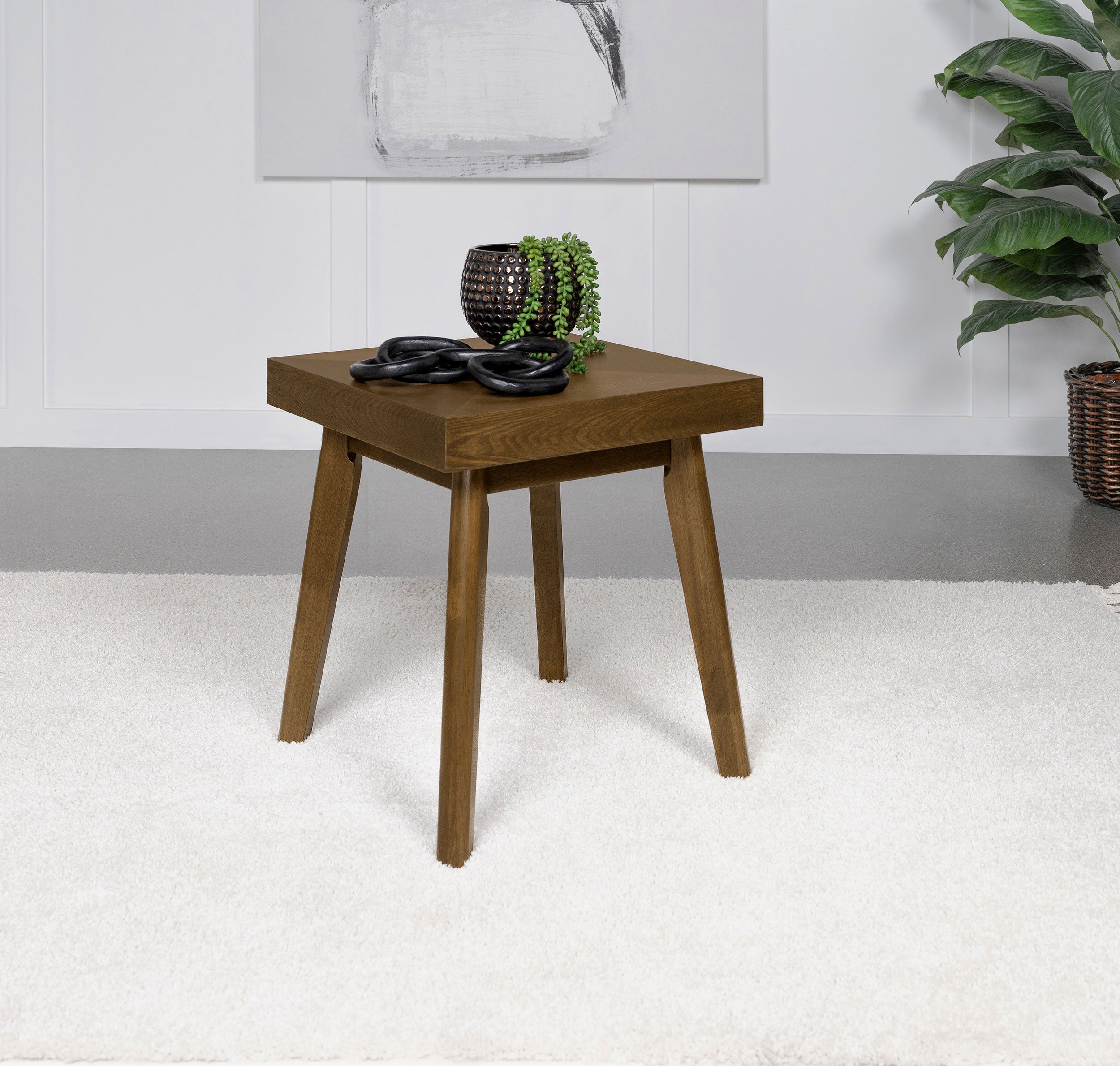 Westerly Square Wood Side End Table Walnut Brown — view 2