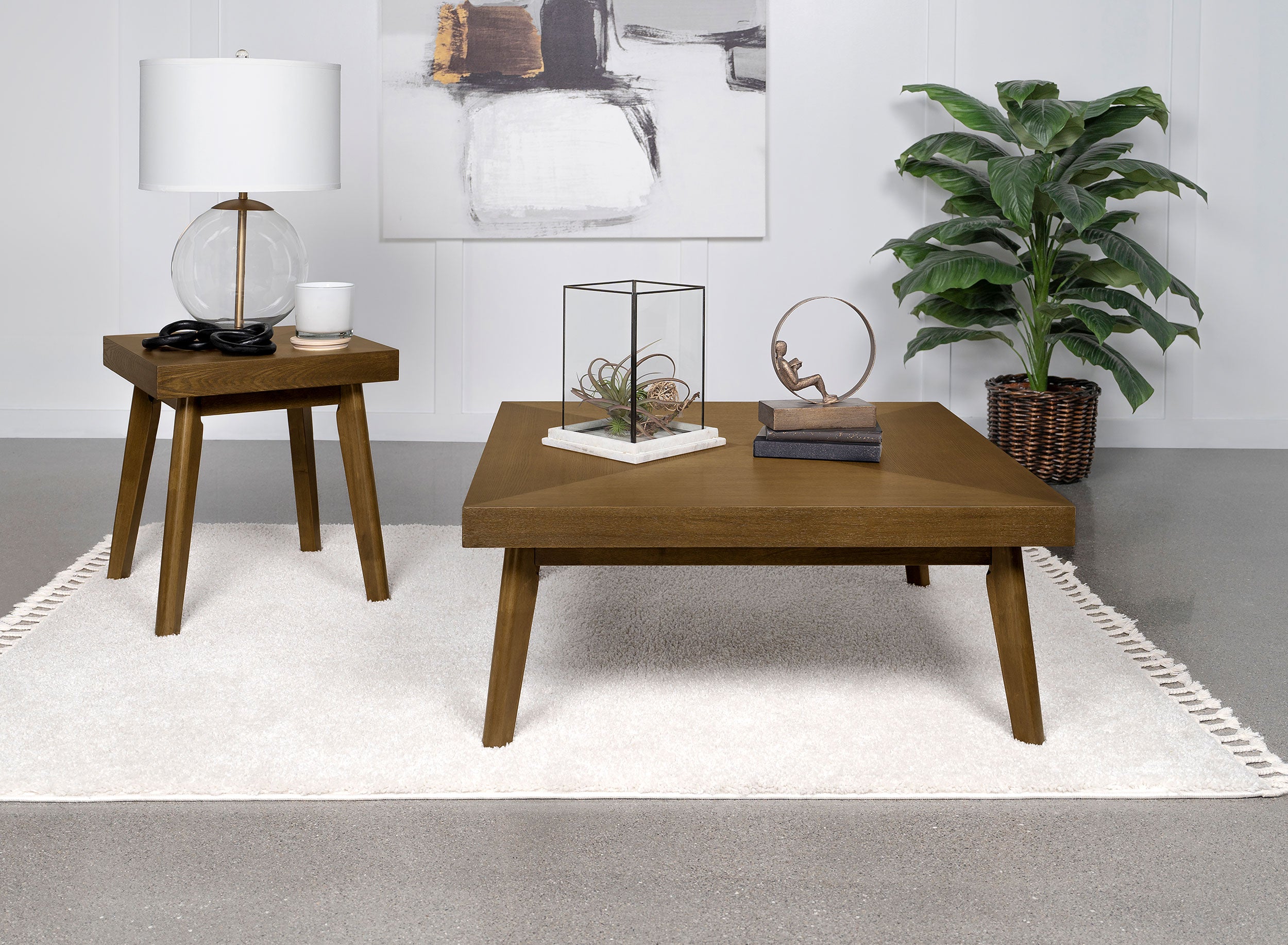 Westerly Square Wood Side End Table Walnut Brown — view 8