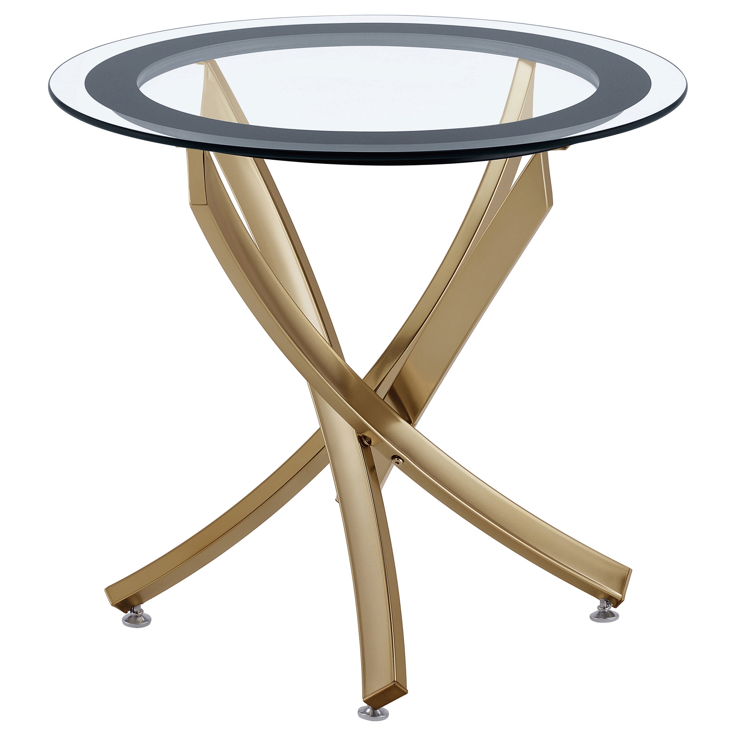 Brooke Round Glass Top Side End Table Metal Base Brass — view 1