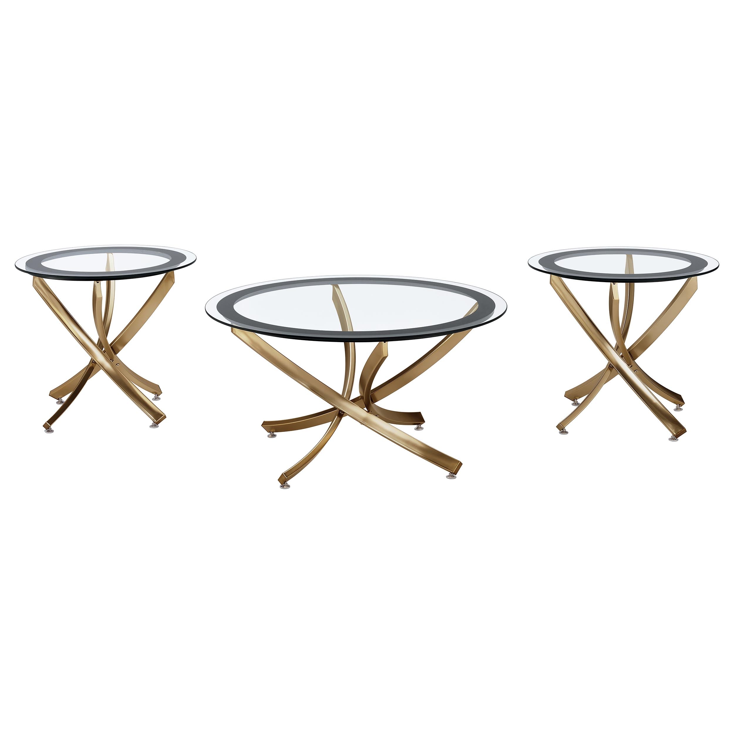 Brooke 3-piece Round Coffee and End Table Set Rose Brass — view 1