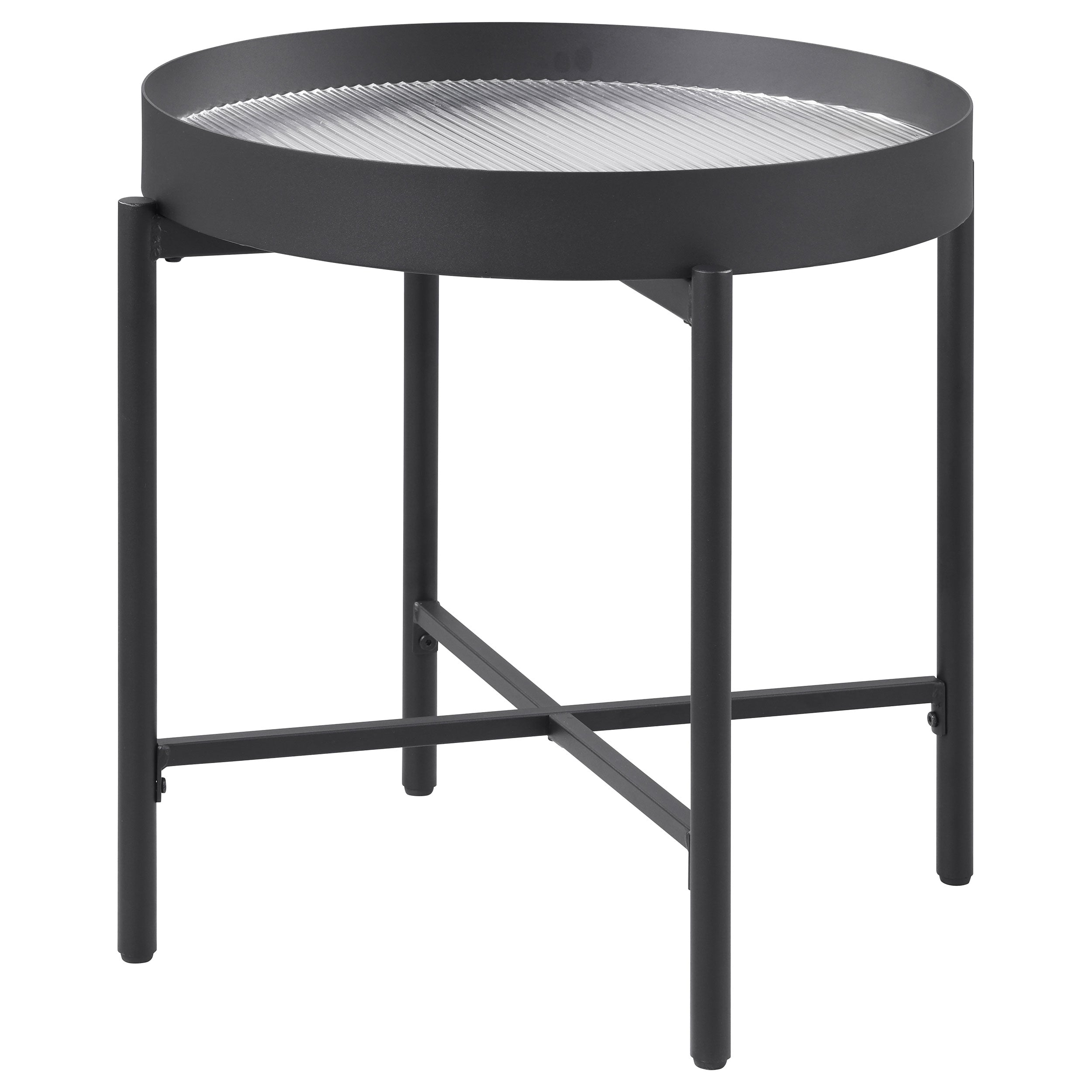 Ozella Round End Side Table with Recessed Top Sandy Black — view 4