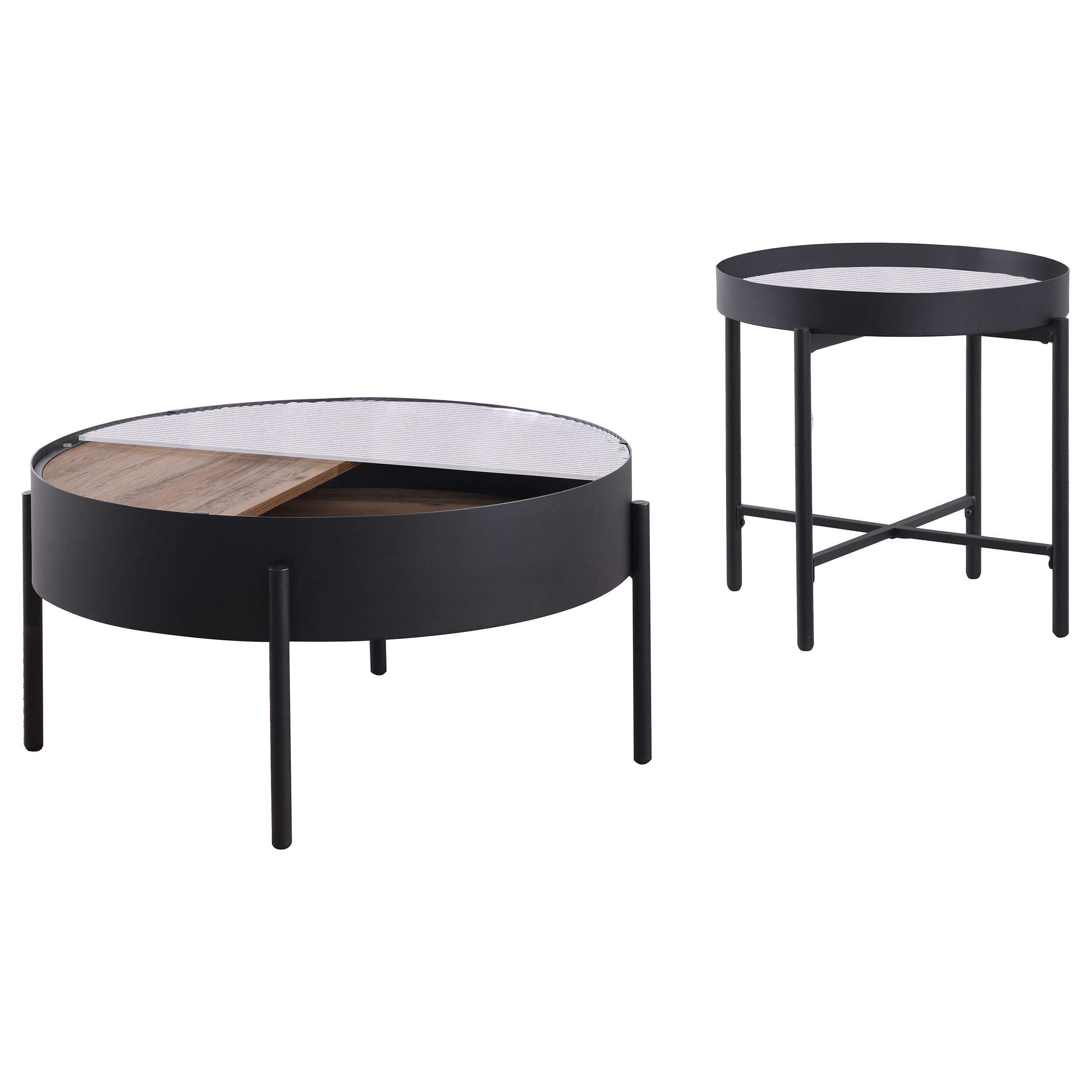 Ozella 2-piece Round Coffee and End Table Set Sandy Black — view 5