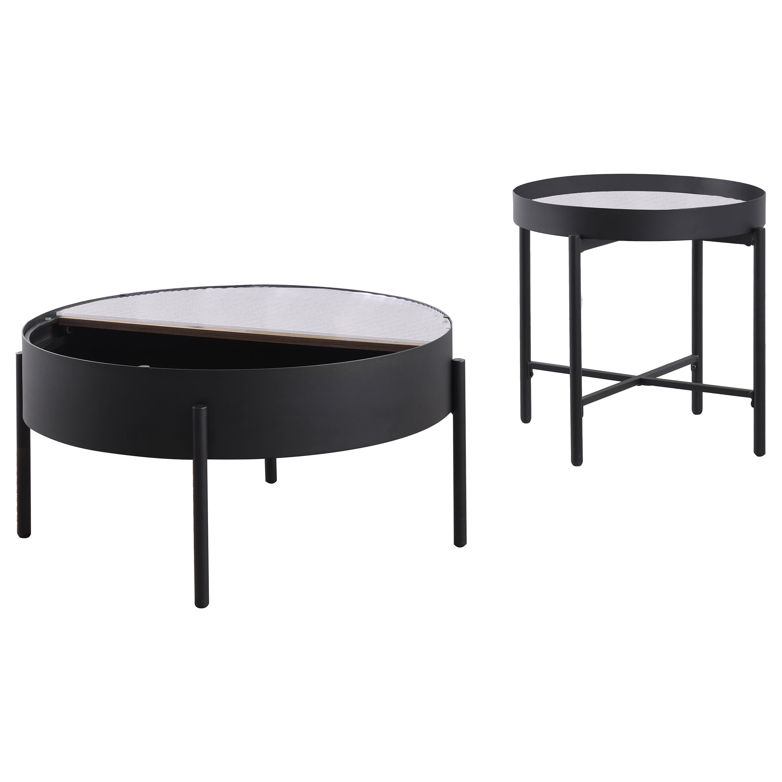 Ozella 2-piece Round Coffee and End Table Set Sandy Black — view 6