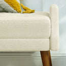 Modern Living Room Bench With Looped Yarn Fabric And Rubber Wooden Legs